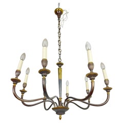 Lampadario a 8 bracci in ottone della metà del secolo scorso, anni '50