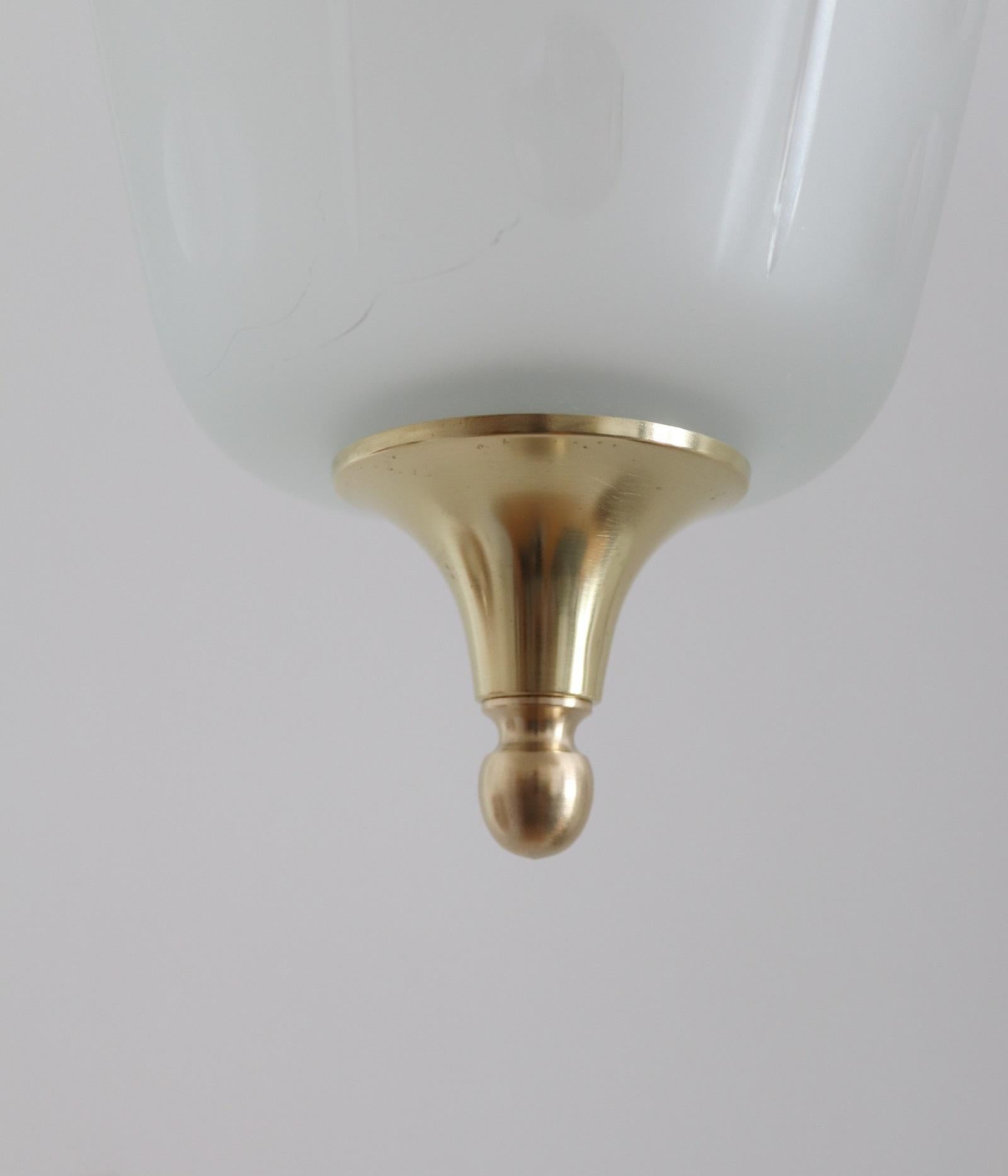 Lampe à suspension ou lanterne italienne du milieu du siècle dernier en laiton et verre taillé, années 1970 en vente 2