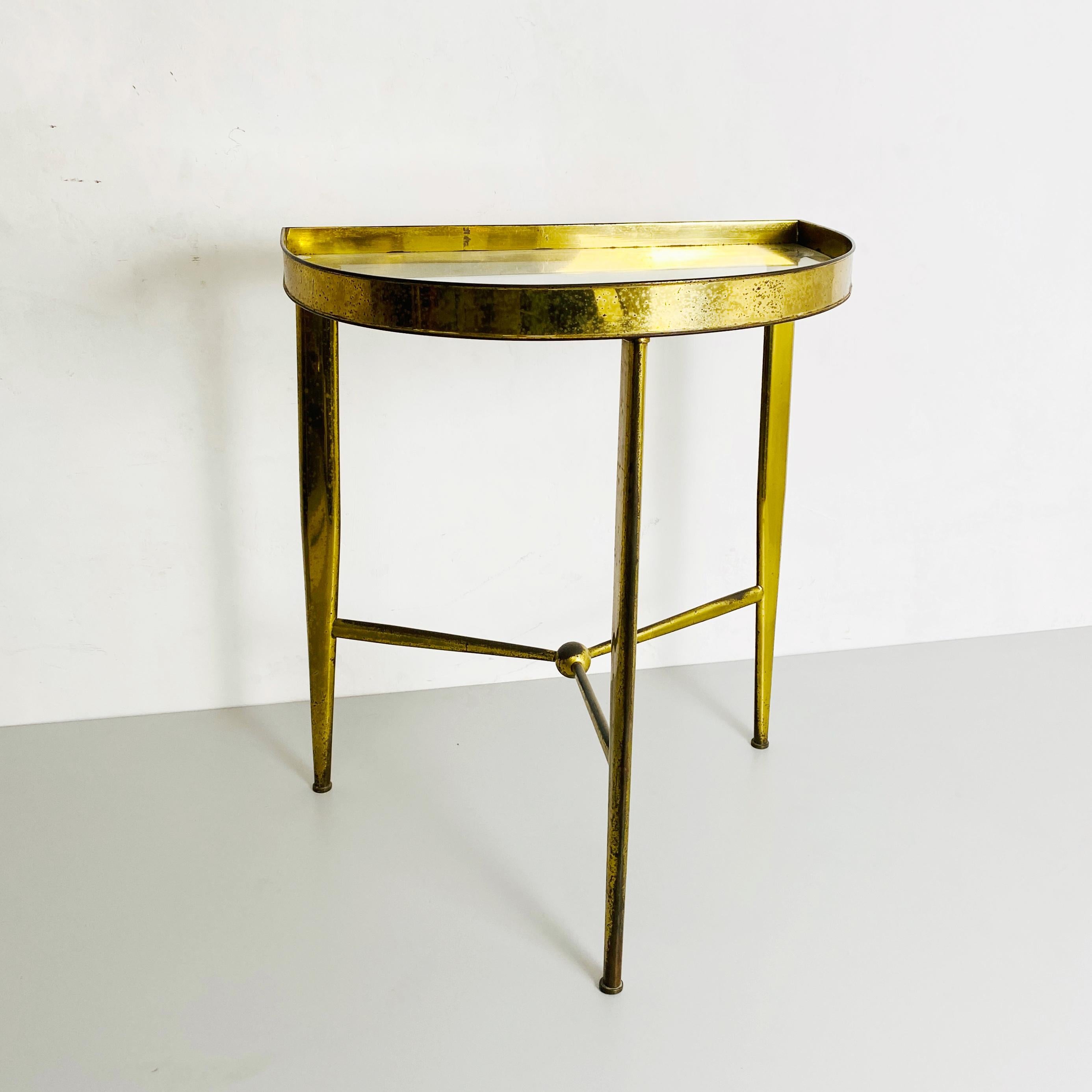 Italian Mid-Century Brass and Glass Console, 1950s In Good Condition In MIlano, IT