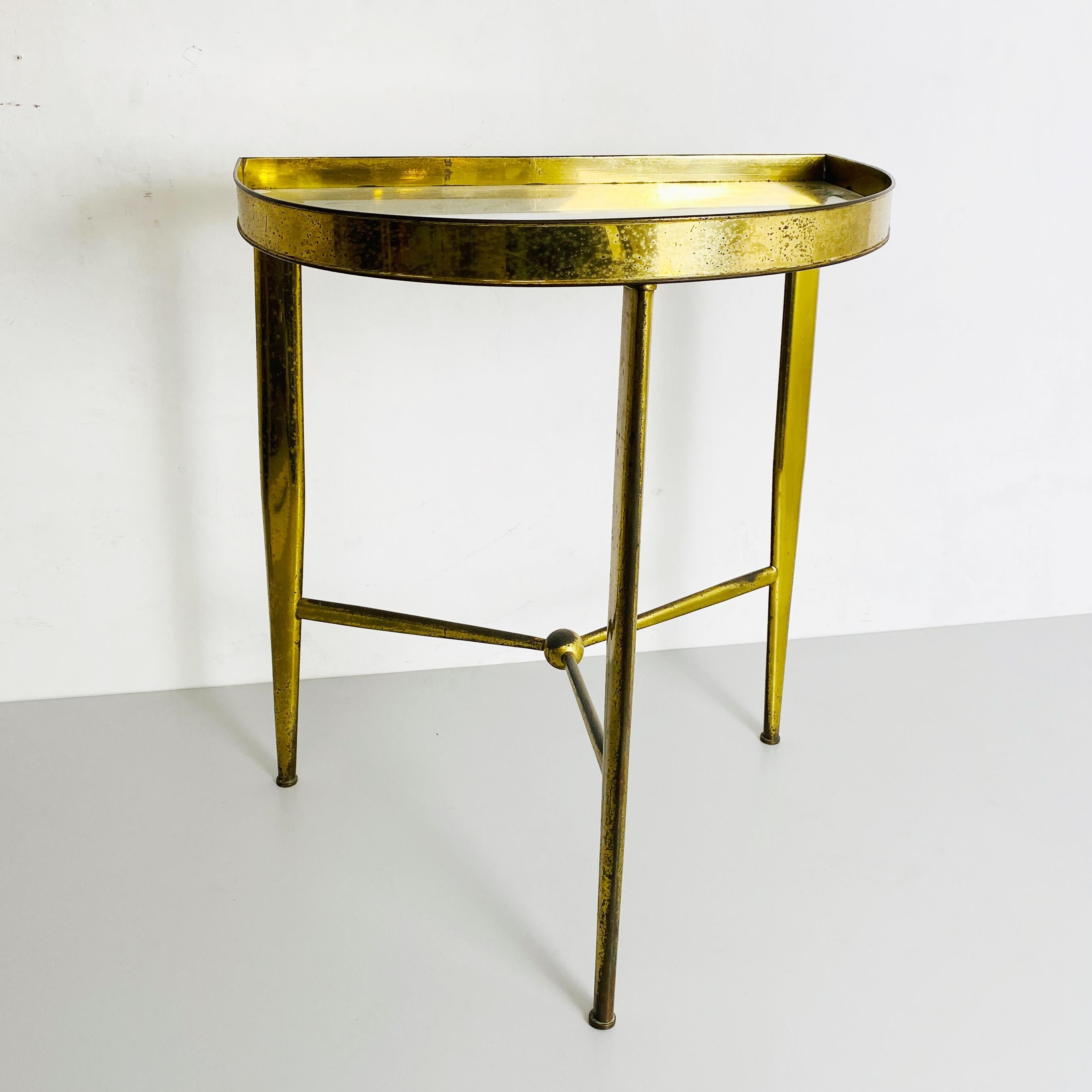 Metal Italian Mid-Century Brass and Glass Console, 1950s