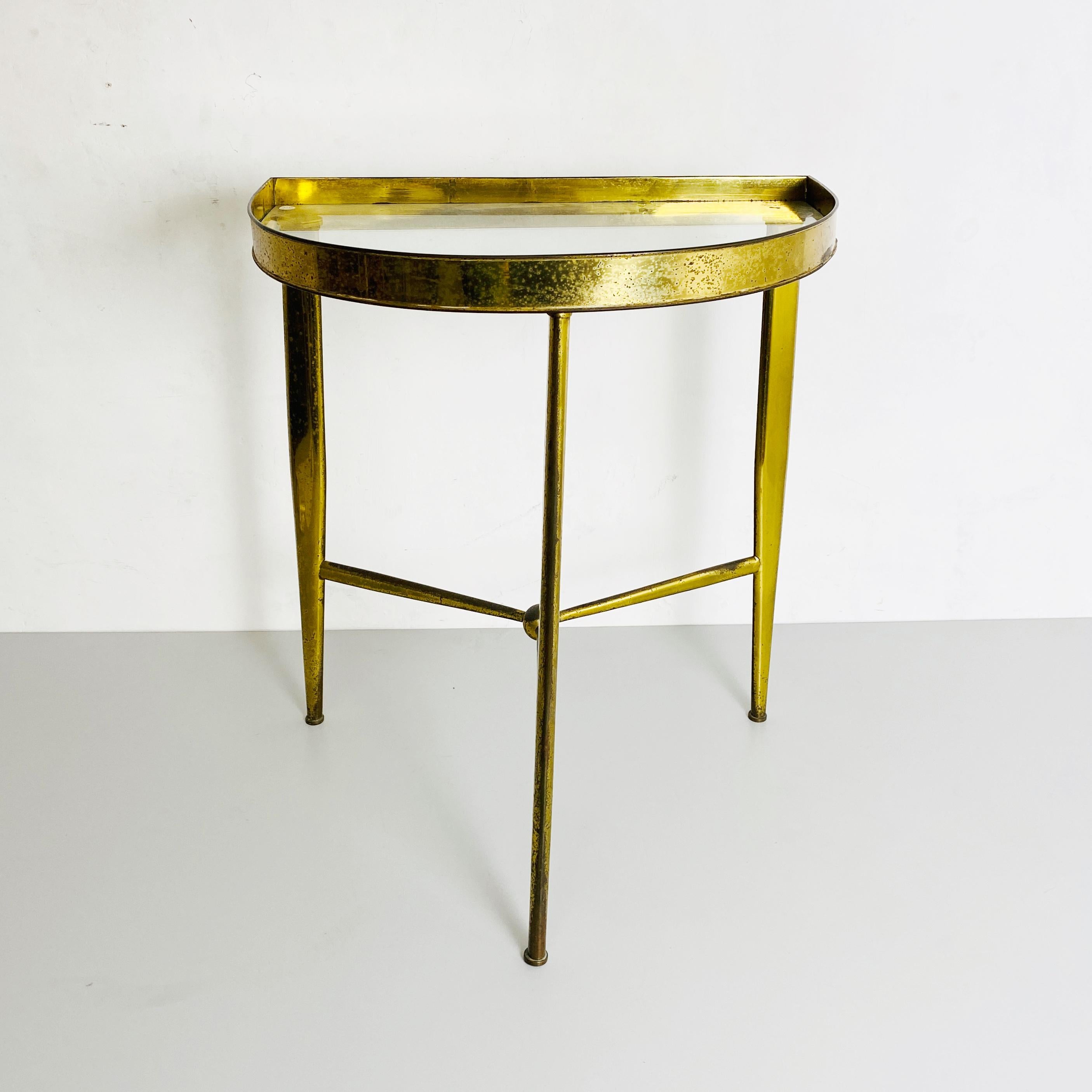 Italian Mid-Century Brass and Glass Console, 1950s 1