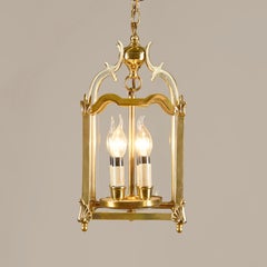 Elegant decorative French Mid-Century brass and glass lantern, 1950s