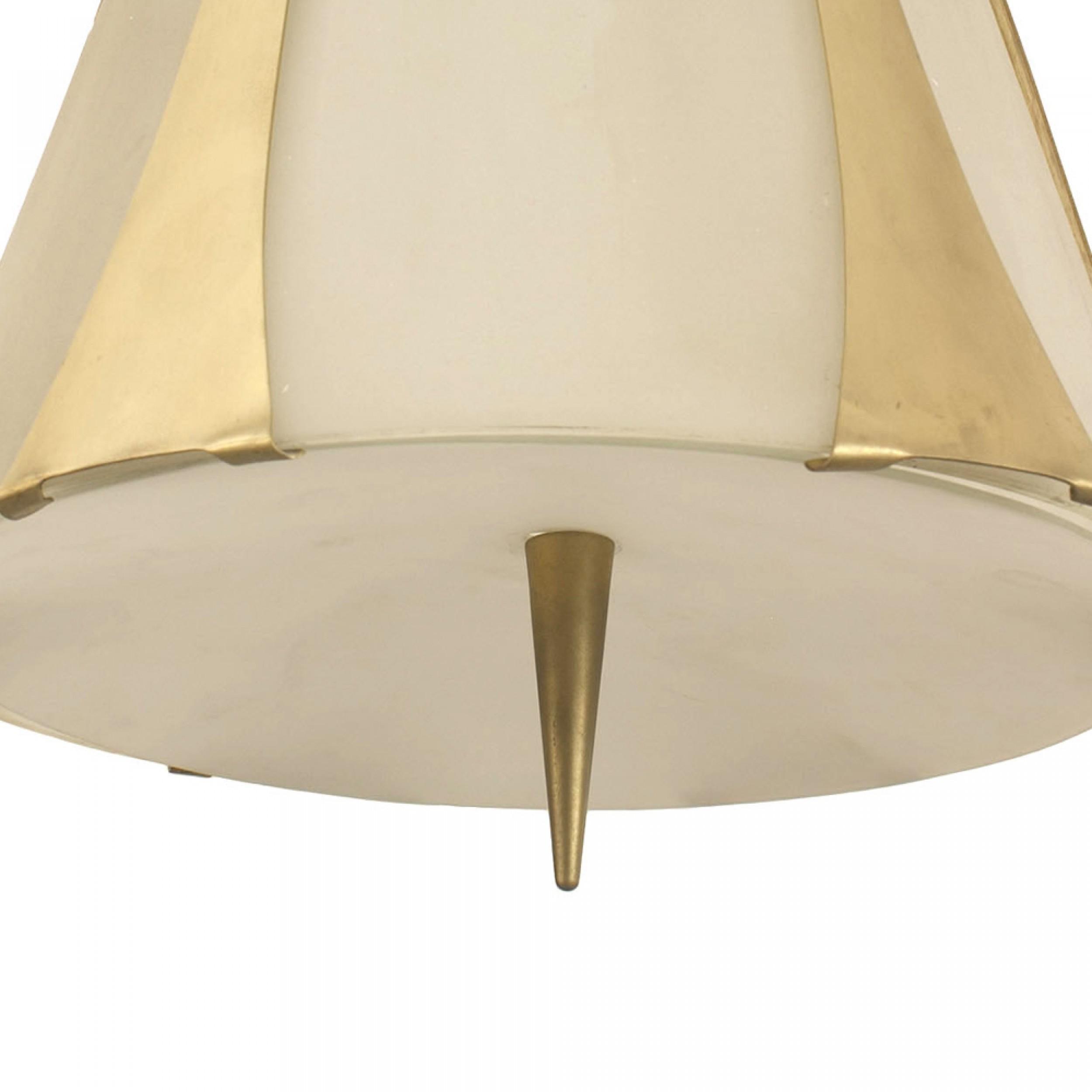 Mid-Century Modern Italian Mid-Century Brass and Glass Lantern For Sale
