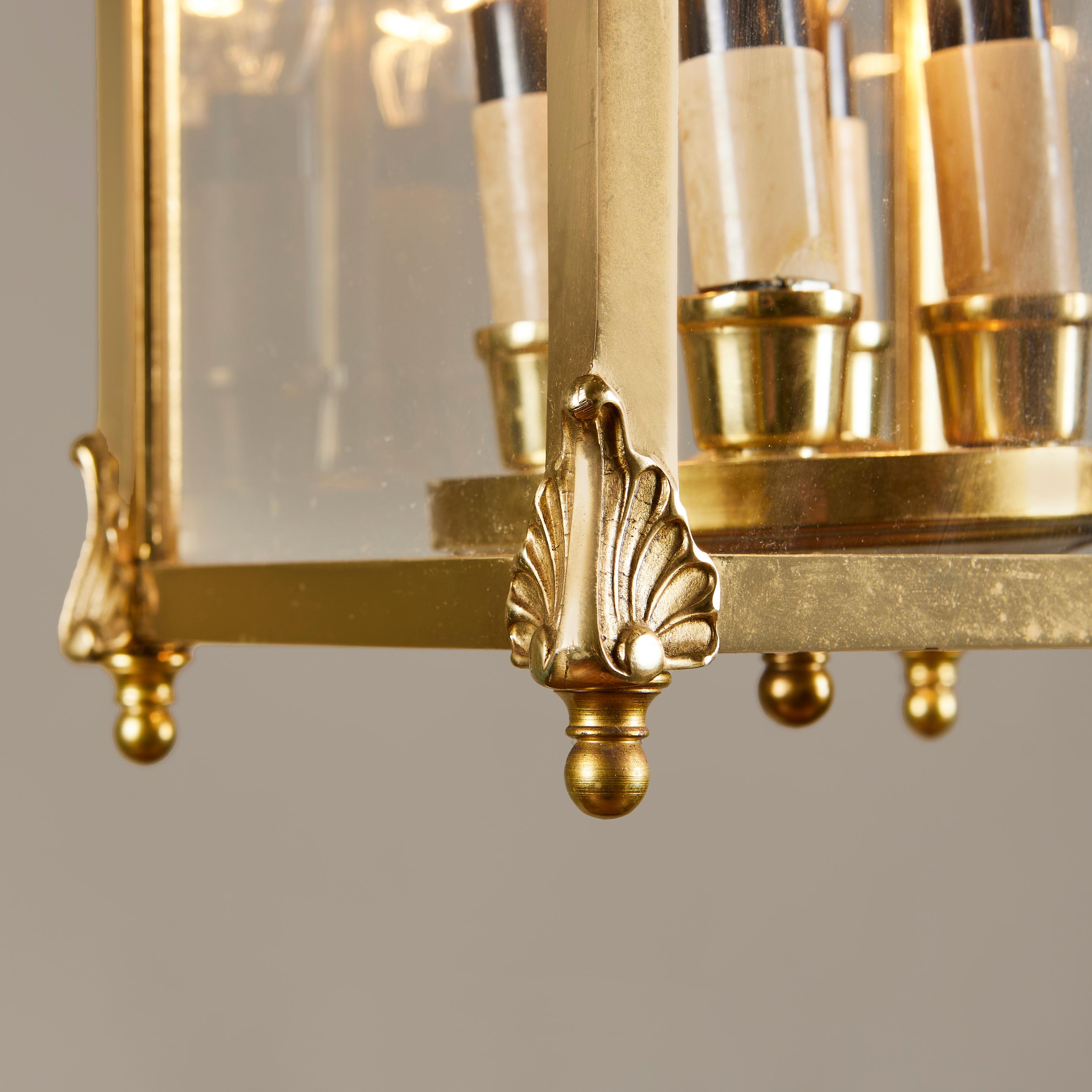 Mid-20th Century Italian Mid-Century brass and glass lantern For Sale