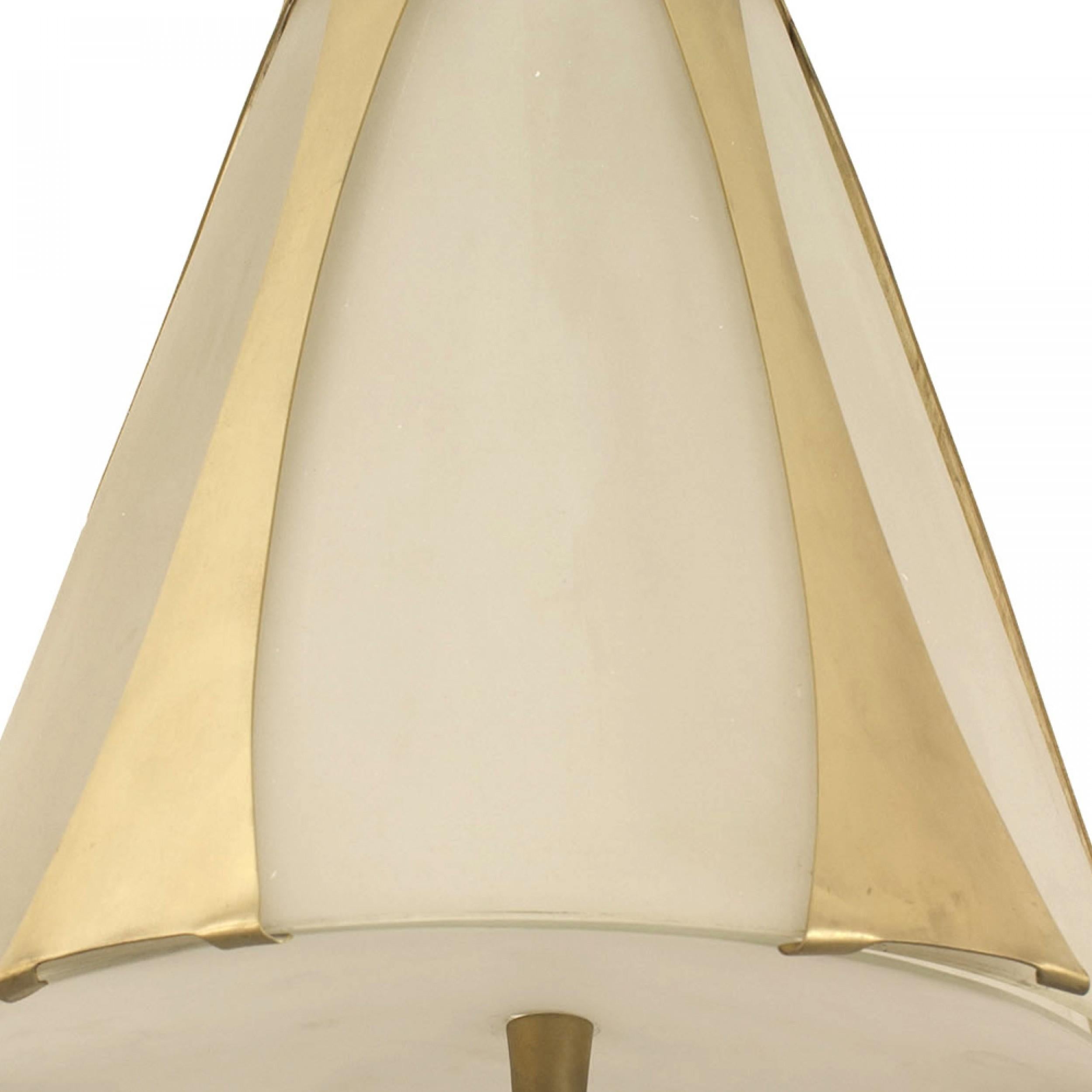 Italian Mid-Century Brass and Glass Lantern In Good Condition For Sale In Queens, NY