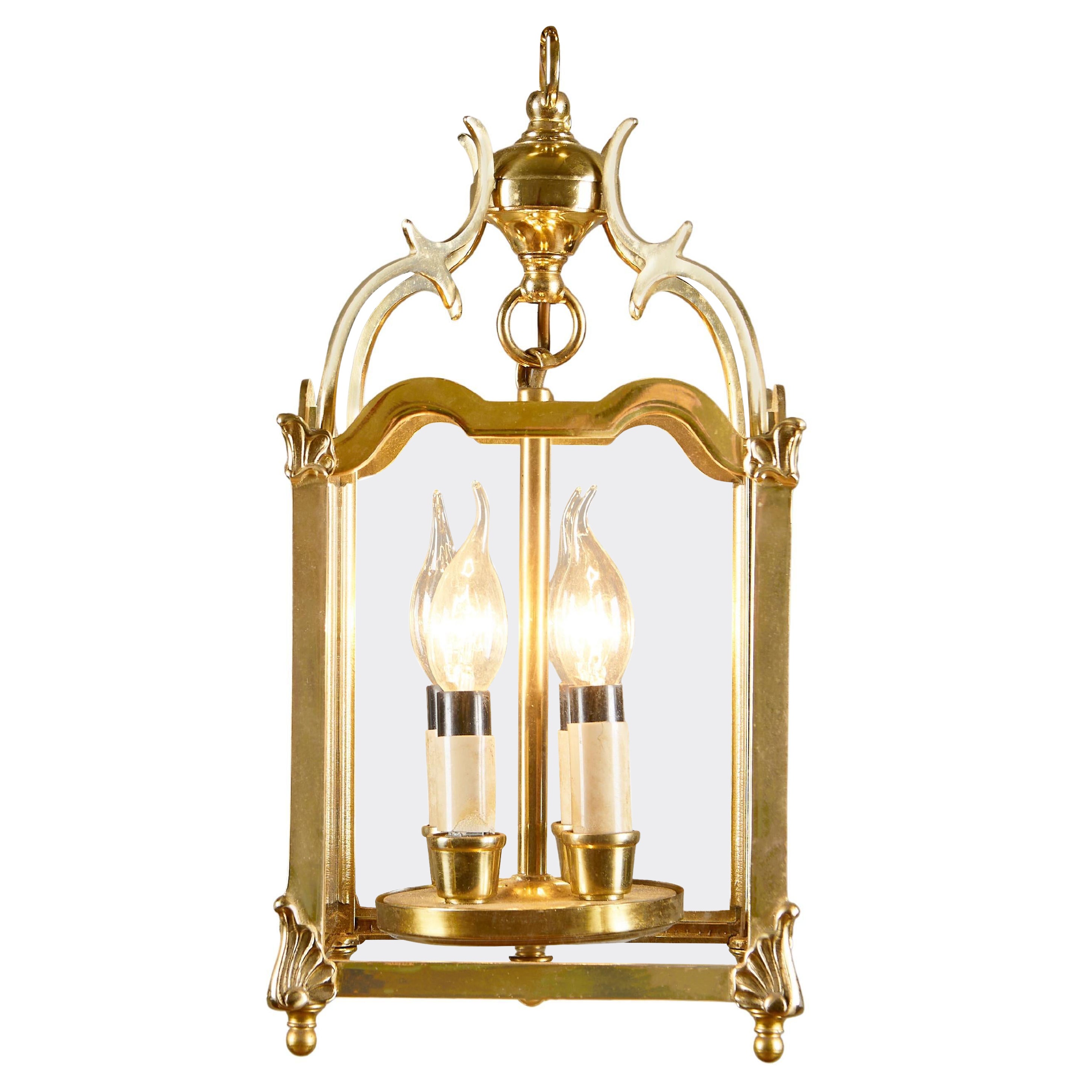 Lanterna italiana di metà secolo in ottone e vetro