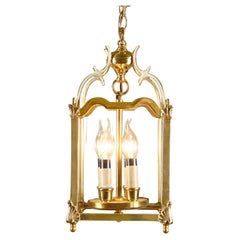 Italian Mid-Century brass and glass lantern