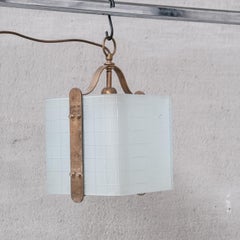Italian Mid-Century Brass and Glass Pendant Light