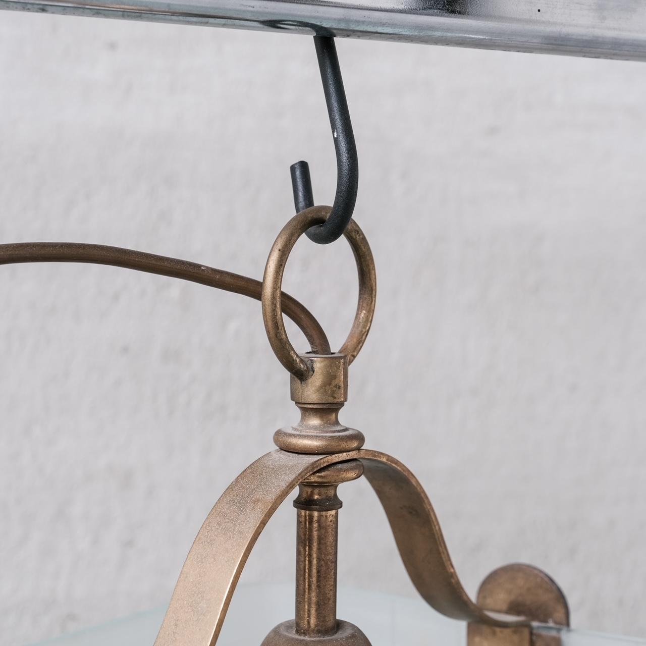 Italian Mid-Century Brass and Glass Pendant Light For Sale 3