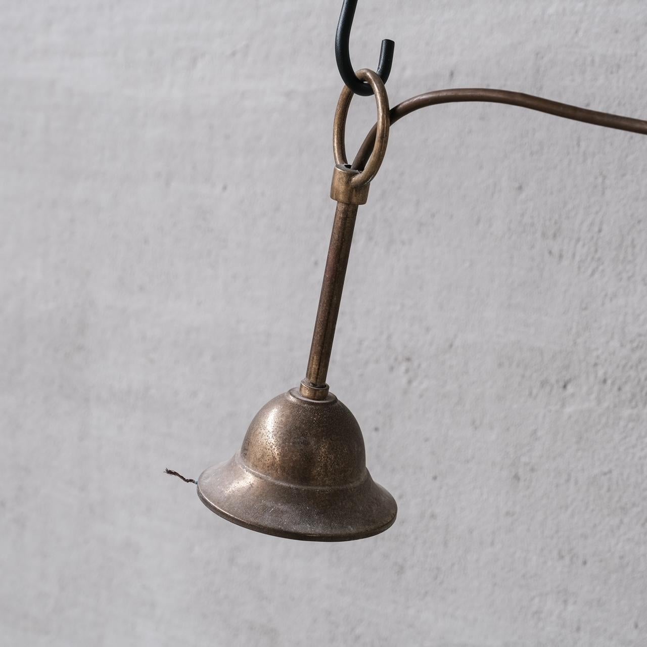 Italian Mid-Century Brass and Glass Pendant Light For Sale 4