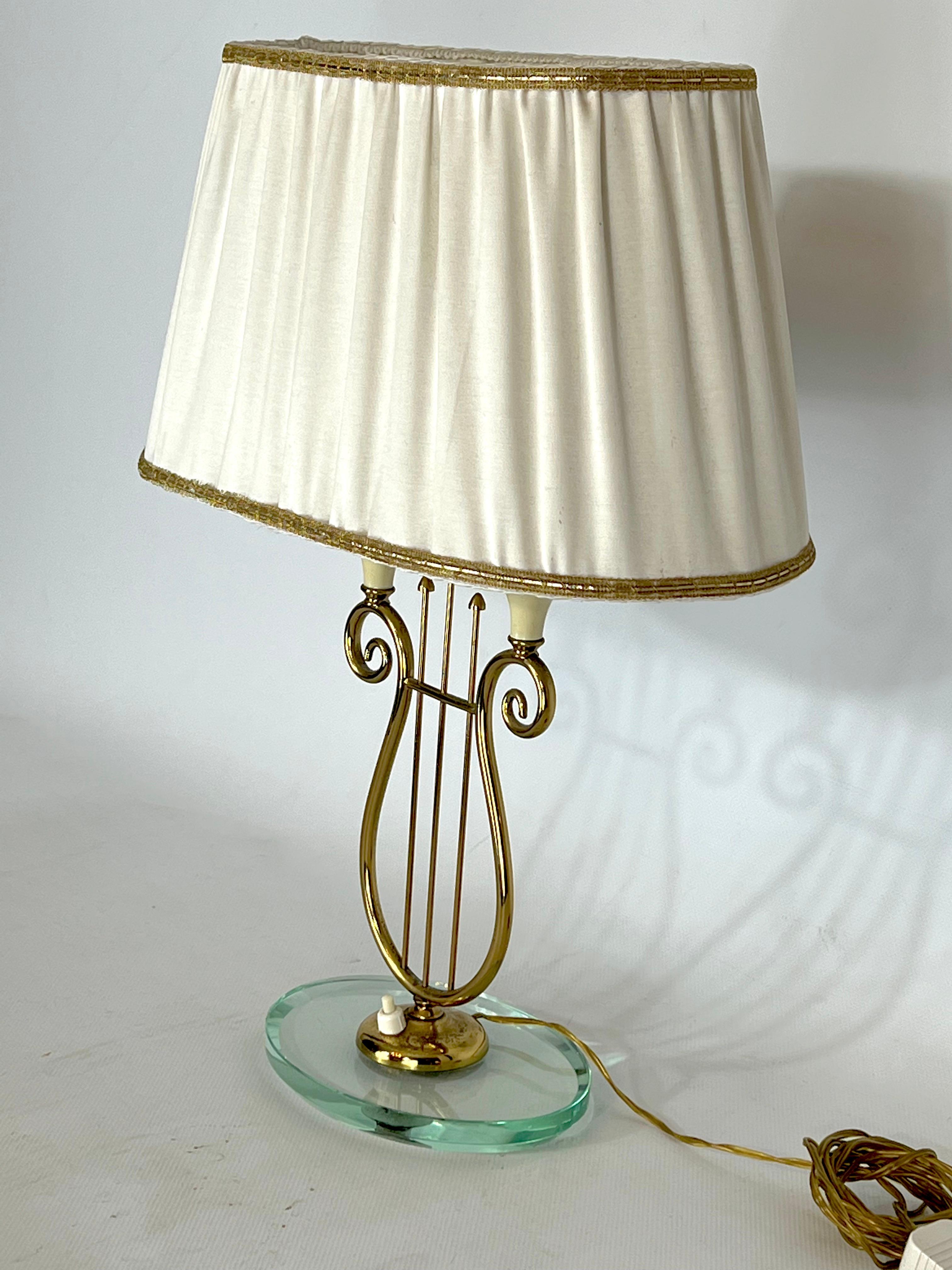 Italian Mid-Century Brass and Glass Table Lamp from 50s 6