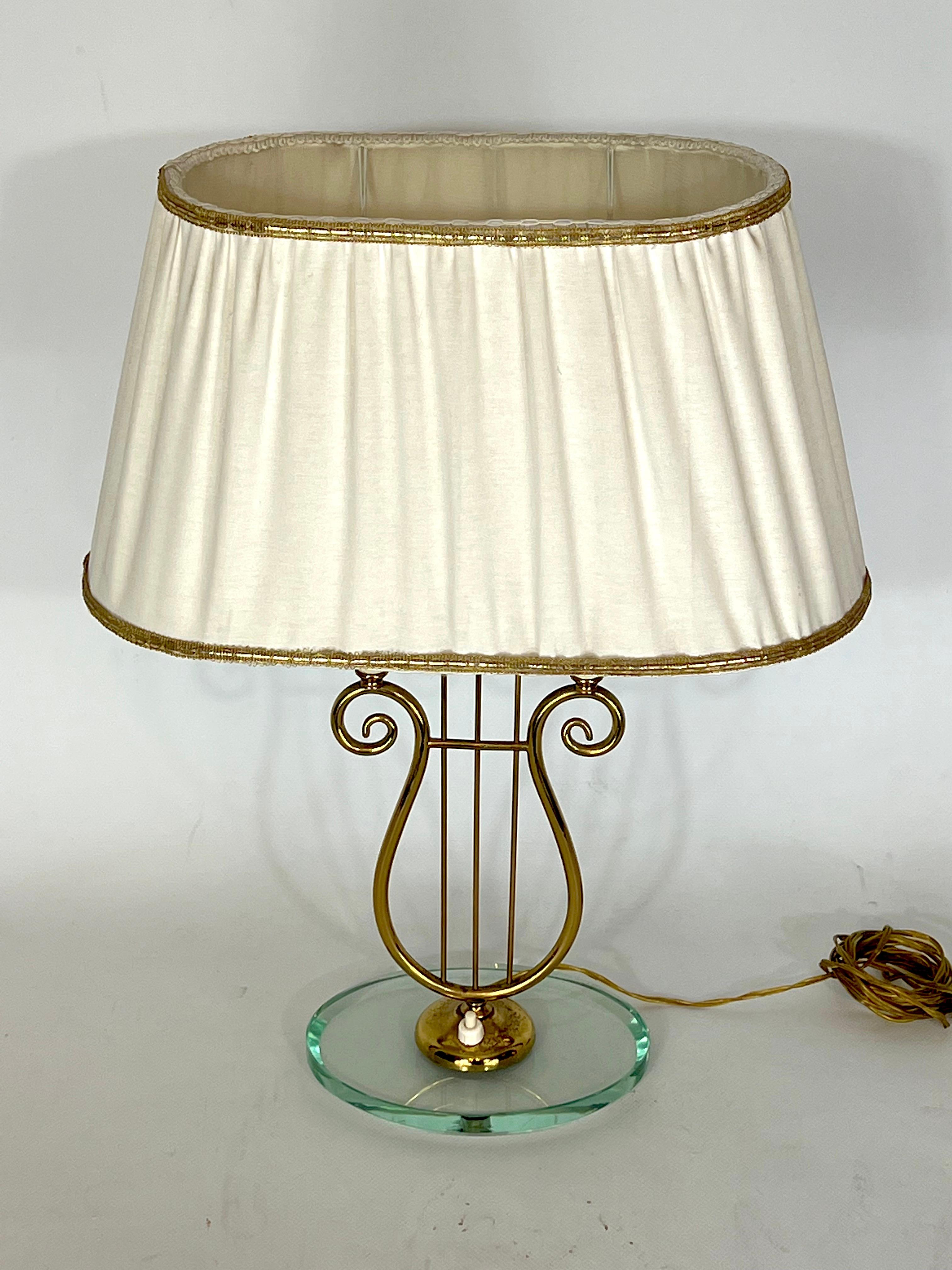 Italian Mid-Century Brass and Glass Table Lamp from 50s 7