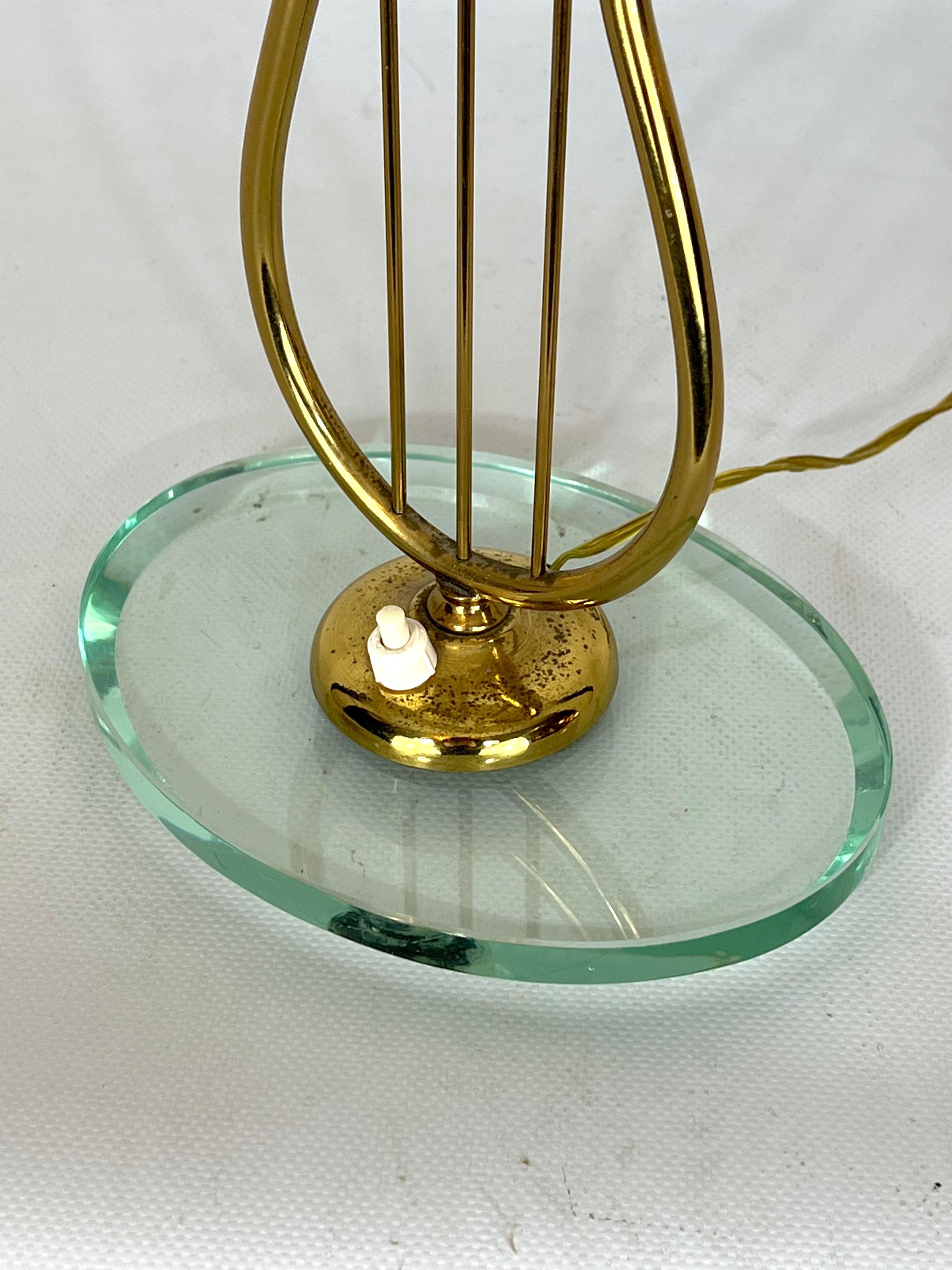 Italian Mid-Century Brass and Glass Table Lamp from 50s 10