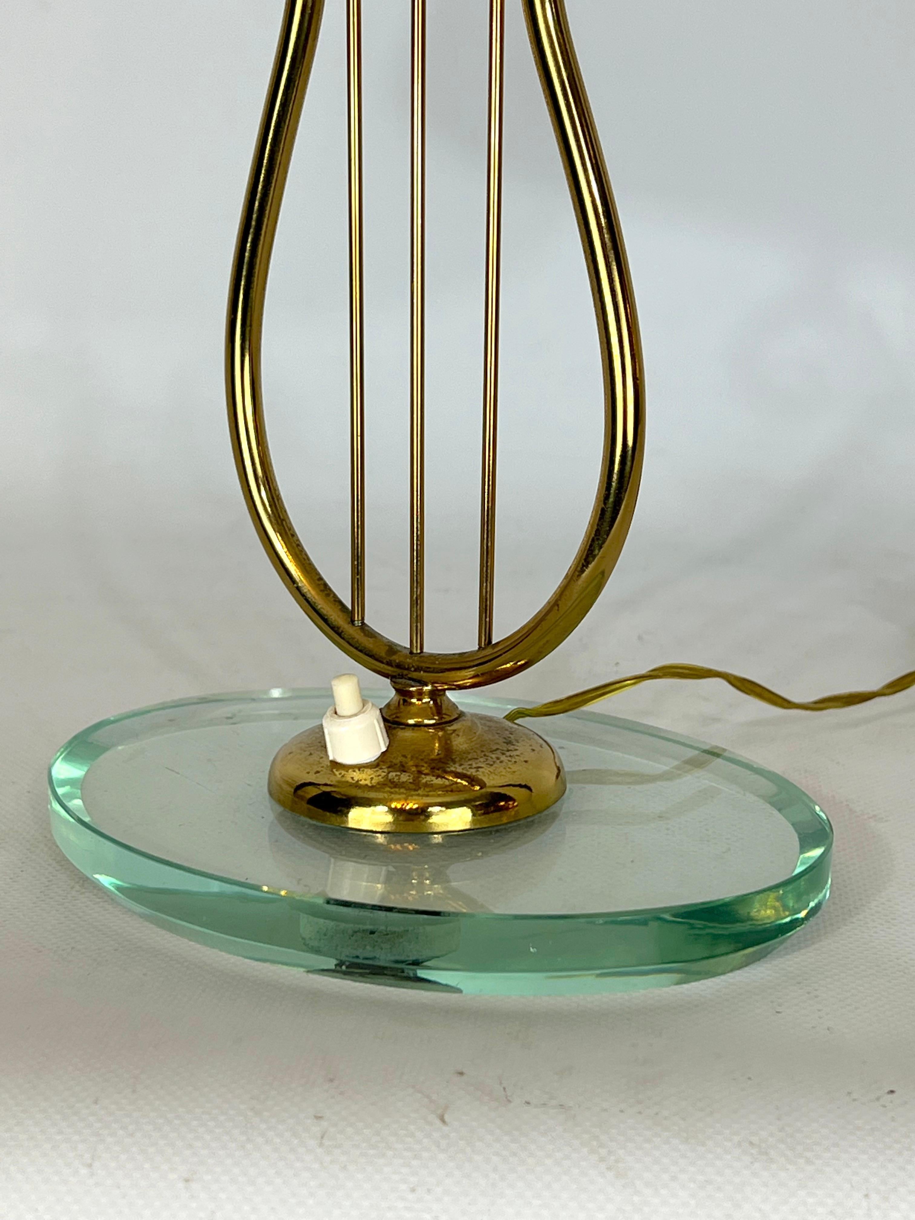Italian Mid-Century Brass and Glass Table Lamp from 50s 11