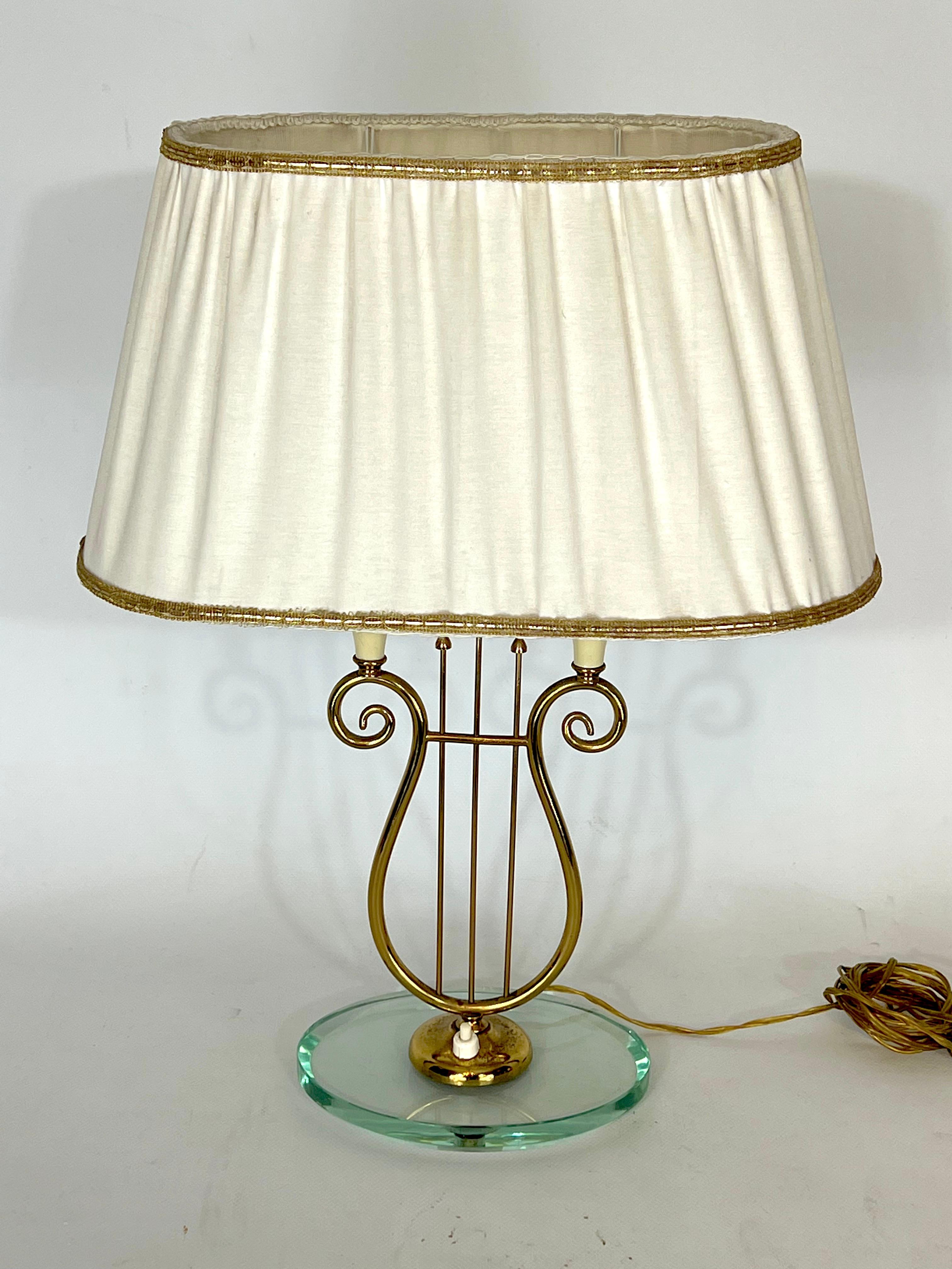 Mid-Century Modern Italian Mid-Century Brass and Glass Table Lamp from 50s