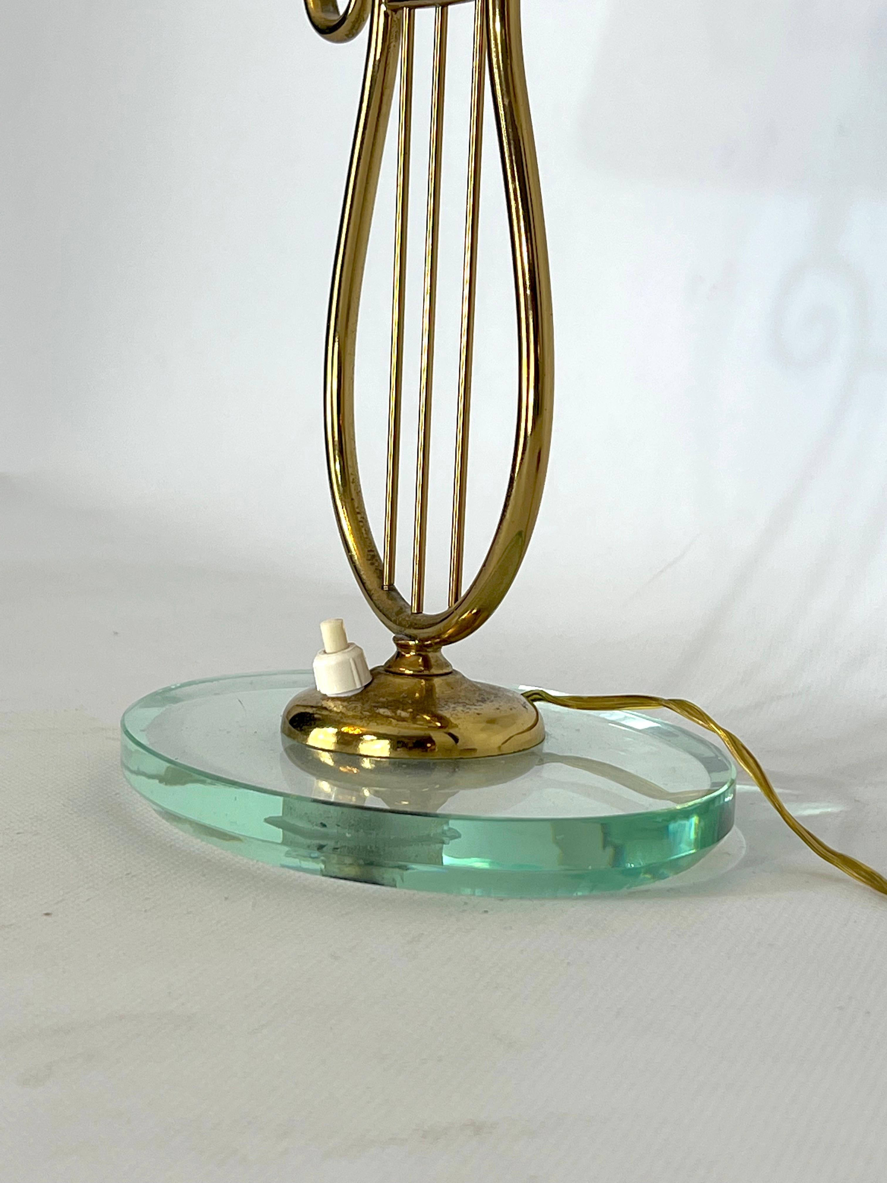 Italian Mid-Century Brass and Glass Table Lamp from 50s 4