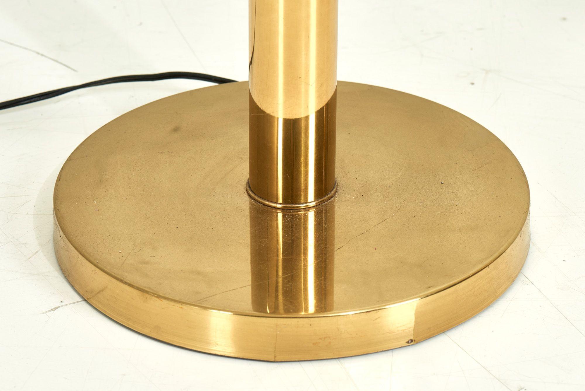 Italian Mid-Century Brass and Glass Torchiere Floor Lamps, 1960 For Sale 2