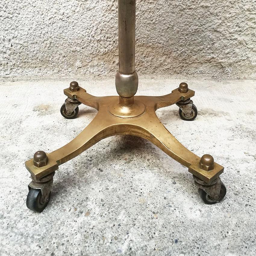Mid-Century Modern Italian Midcentury Brass and Laminates Top High Table with Wheels, 1950s