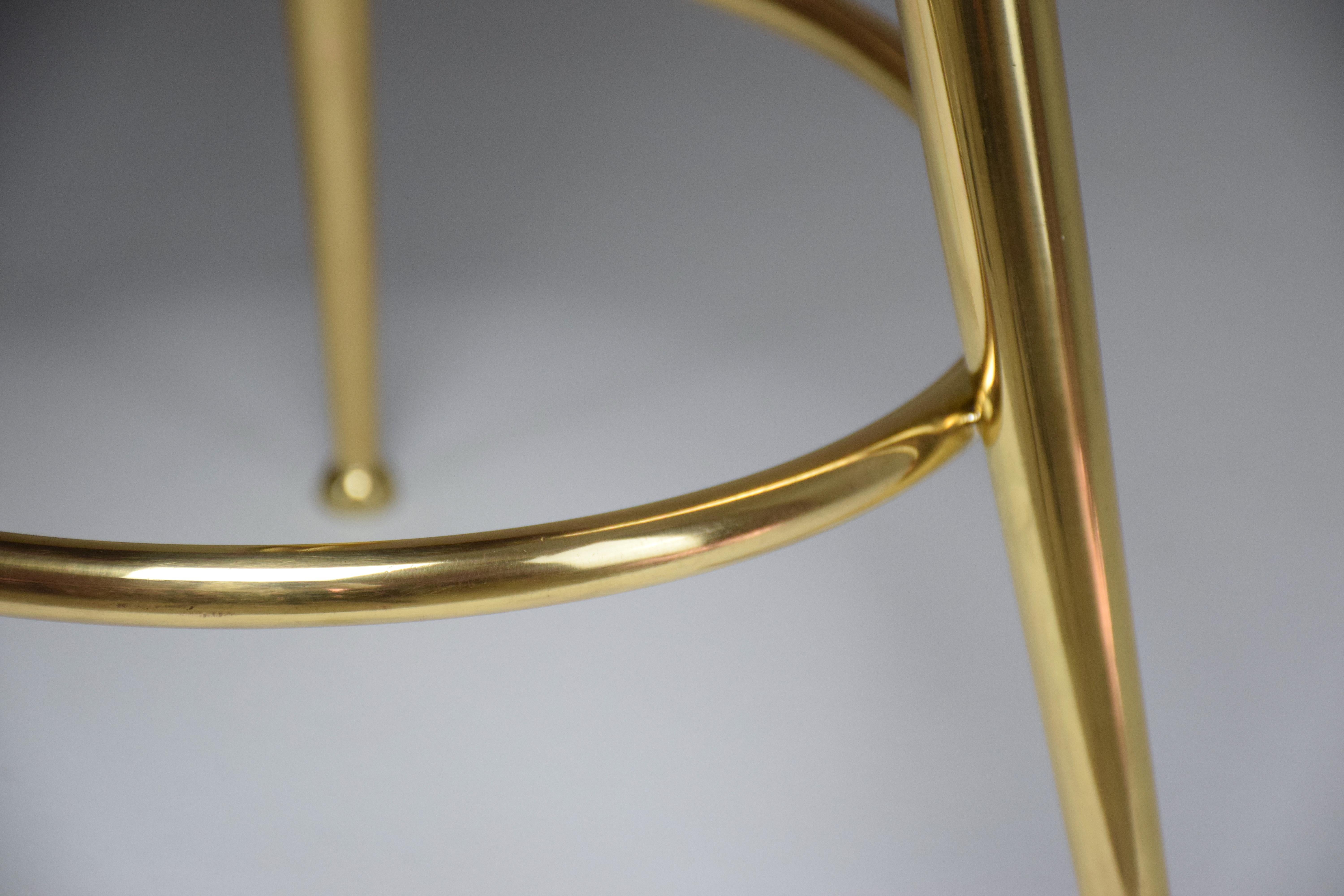 Italian Midcentury Brass and Leather Stool by Ico Parisi, 1950s  10