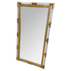 Italian Mid-Century Brass and Lucite Wall Mirror, 1970s