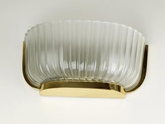 Applique italienne du milieu du siècle dernier en laiton et verre moulé/sablé