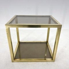 Italian Mid-Century Brass and Smoked Glass Table, 1970's