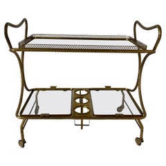 Italian Mid-Century Brass Bar Cart, 1950s