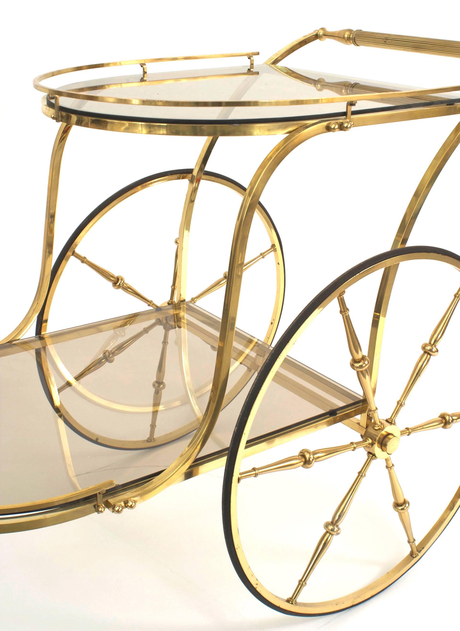 mid century brass bar cart