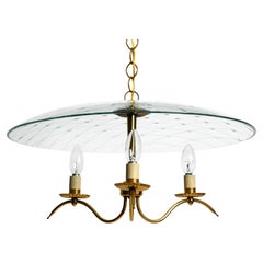 Italian Midcentury Brass Ceiling Lamp by Pietro Chiesa for Fontane Arte