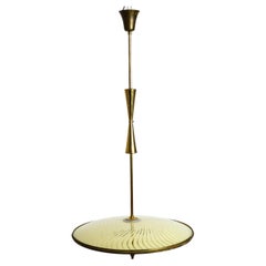 Retro Italian Mid-Century Brass Ceiling Lamp with an Elegant Double Glass Lampshade