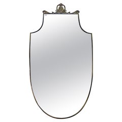 Italian Mid Century Brass Coat of Arms-Shaped Mirror, 1950s