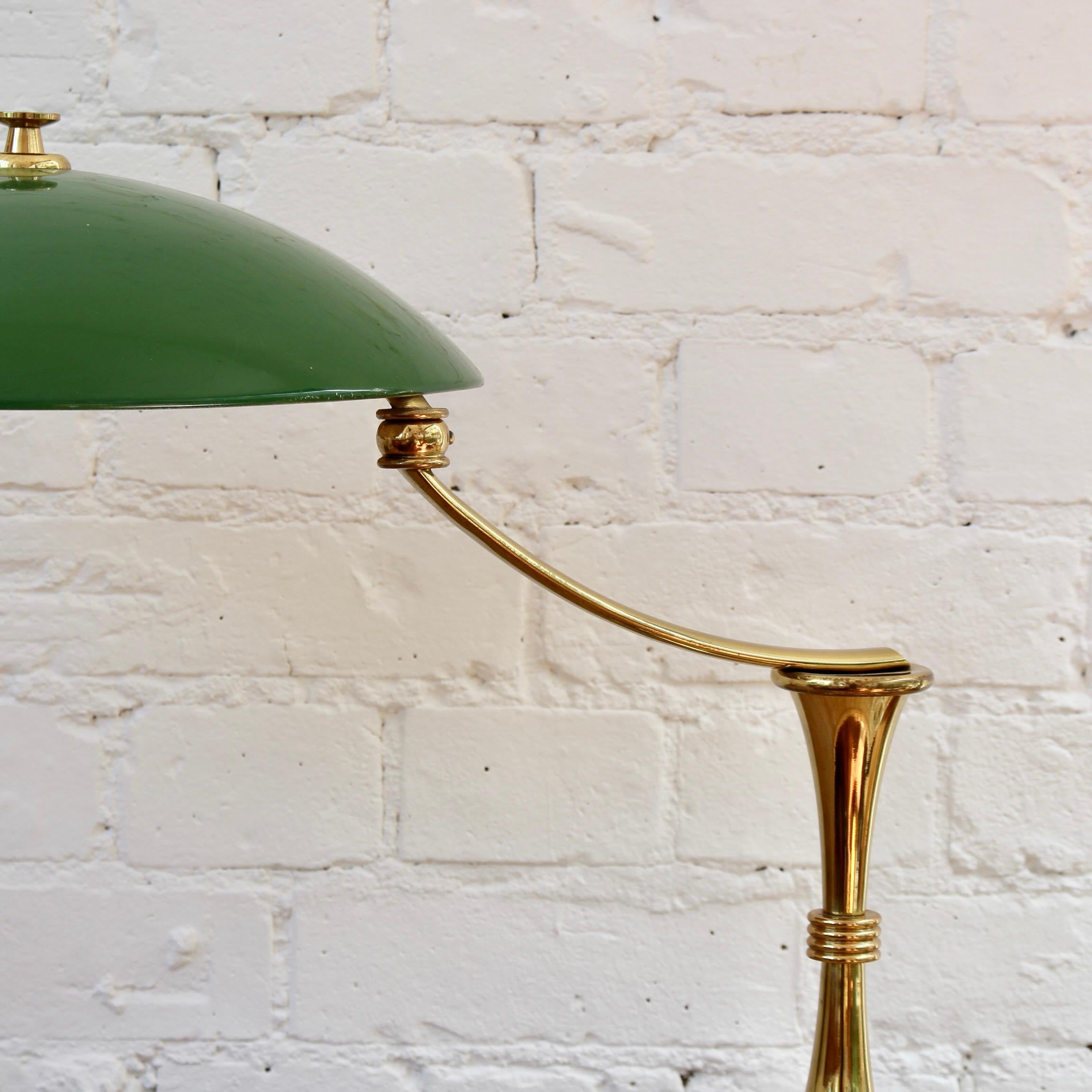 Italian Mid-Century Brass-Covered Desk Lamp with Green Shade 'circa 1950s' For Sale 10