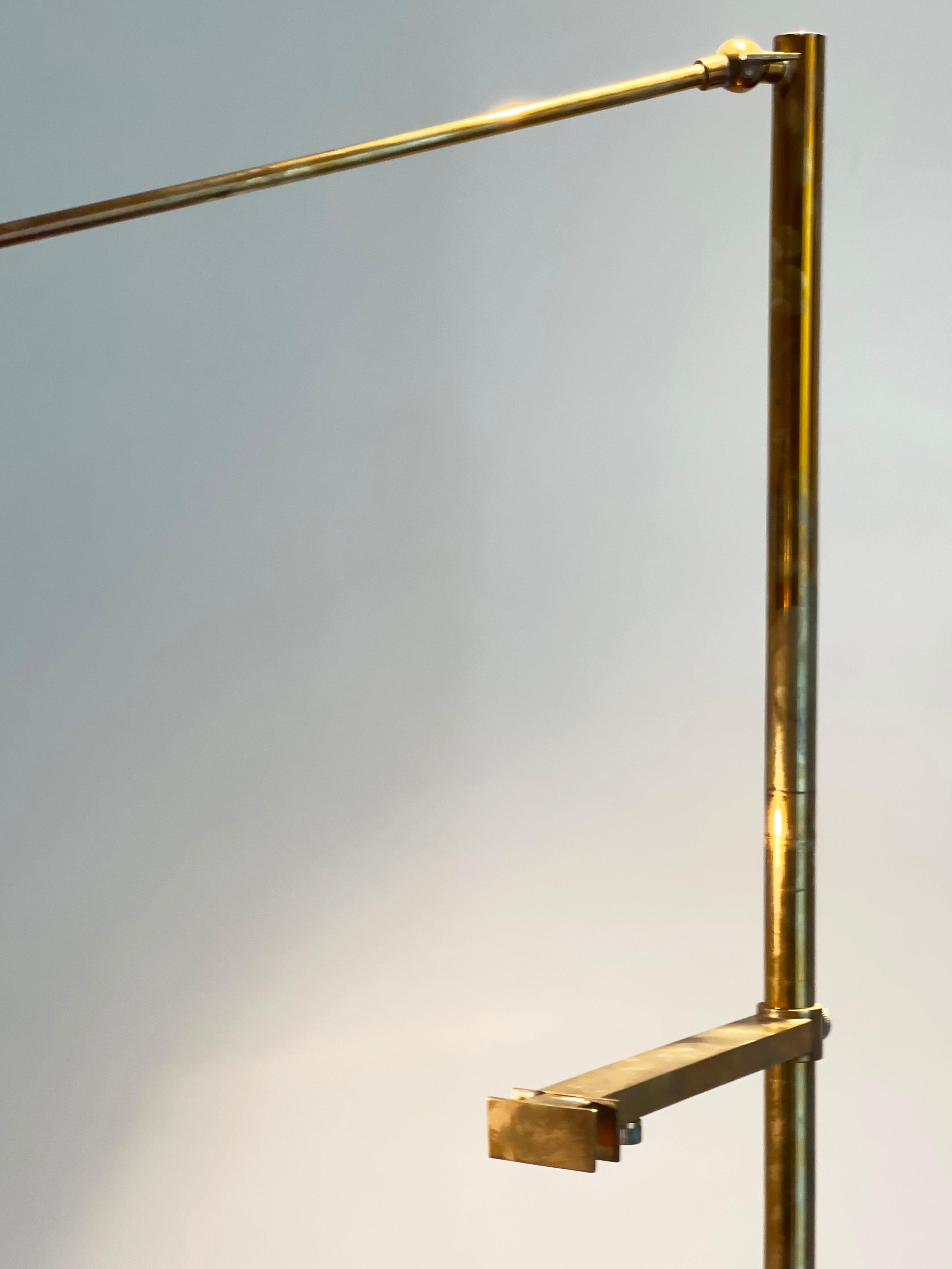 20th Century Italian Mid Century, Tall Easel Floor Lamp in Brass