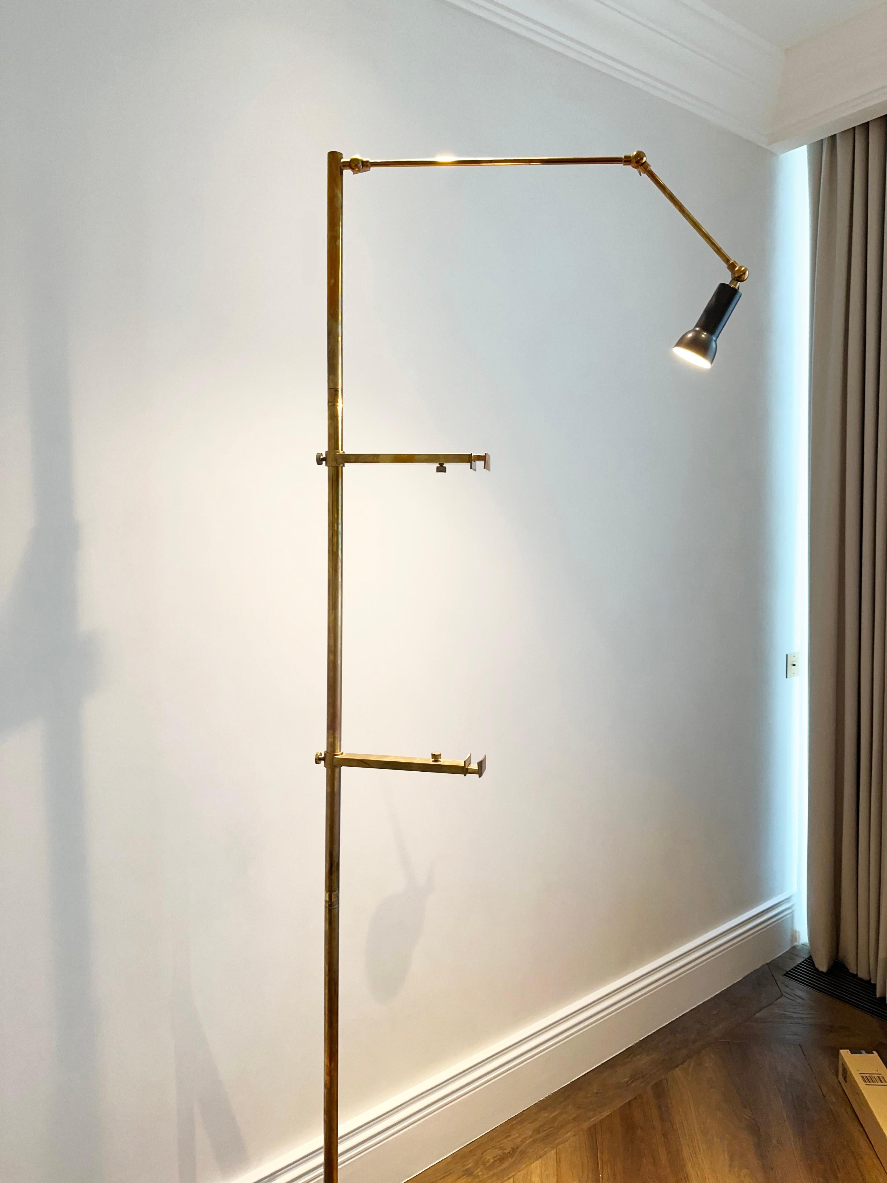 Italian Mid Century, Tall Easel Floor Lamp in Brass  2