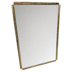 Italian Mid-Century Brass Faux Bamboo Wall Mirror, 1970s