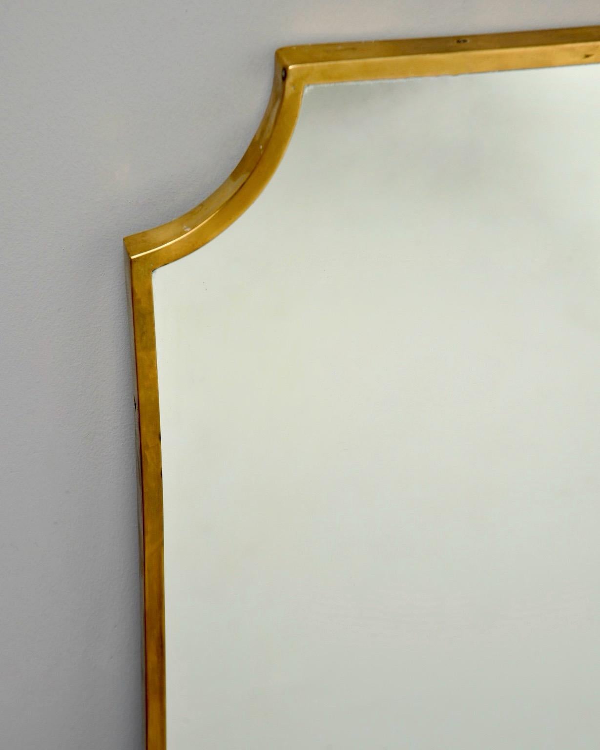 Italian Midcentury Brass Framed Mirror 1