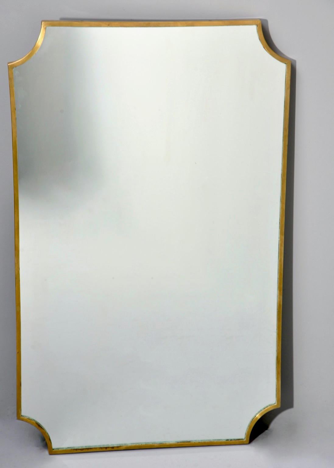 Italian Midcentury Brass Framed Mirror 2