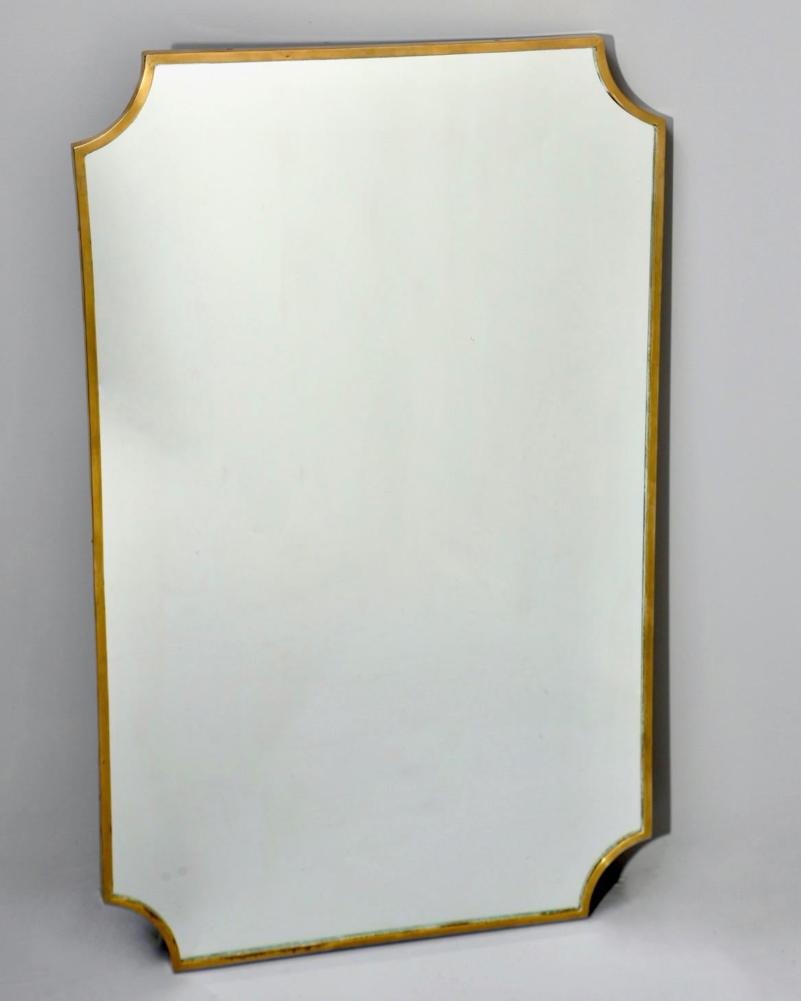 Italian Midcentury Brass Framed Mirror 3