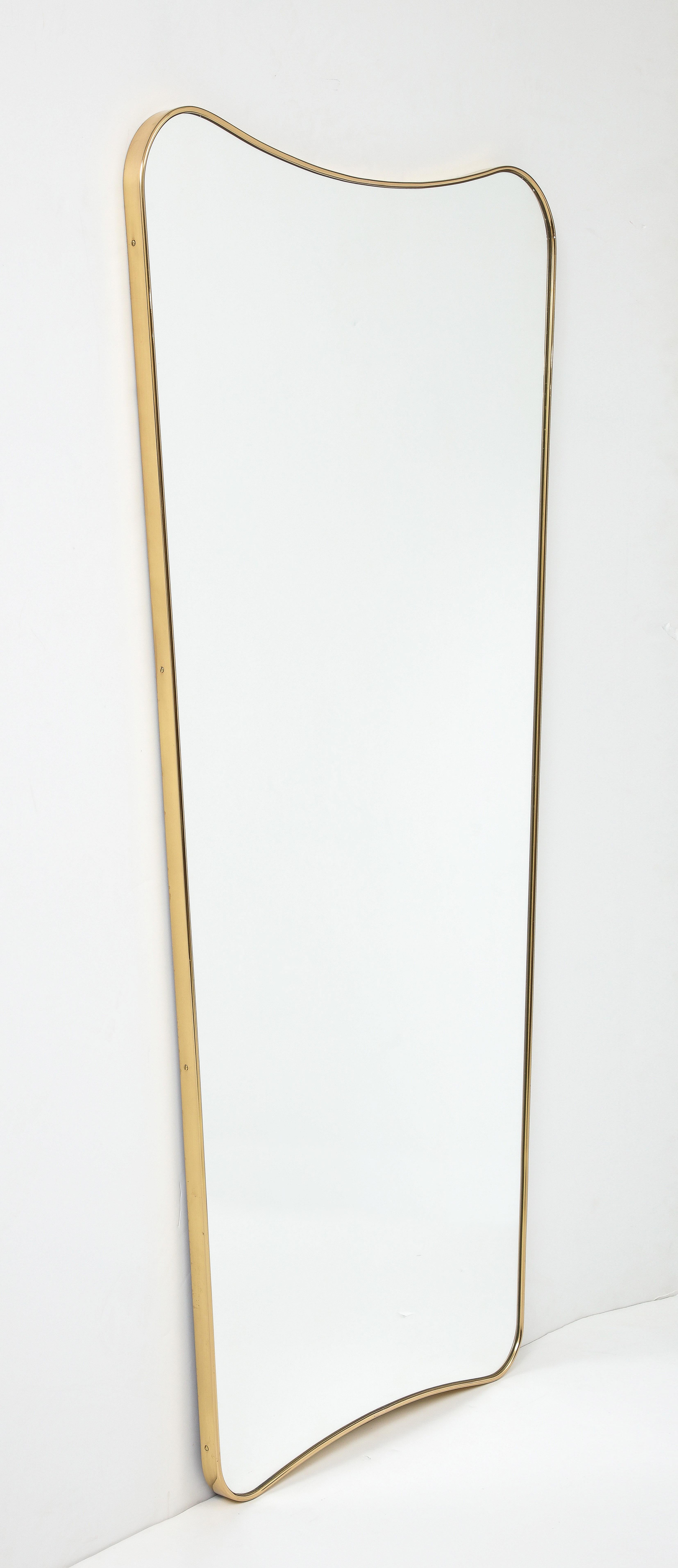 Mid-Century Modern Italian Midcentury Brass Framed Mirror, Ponti Style
