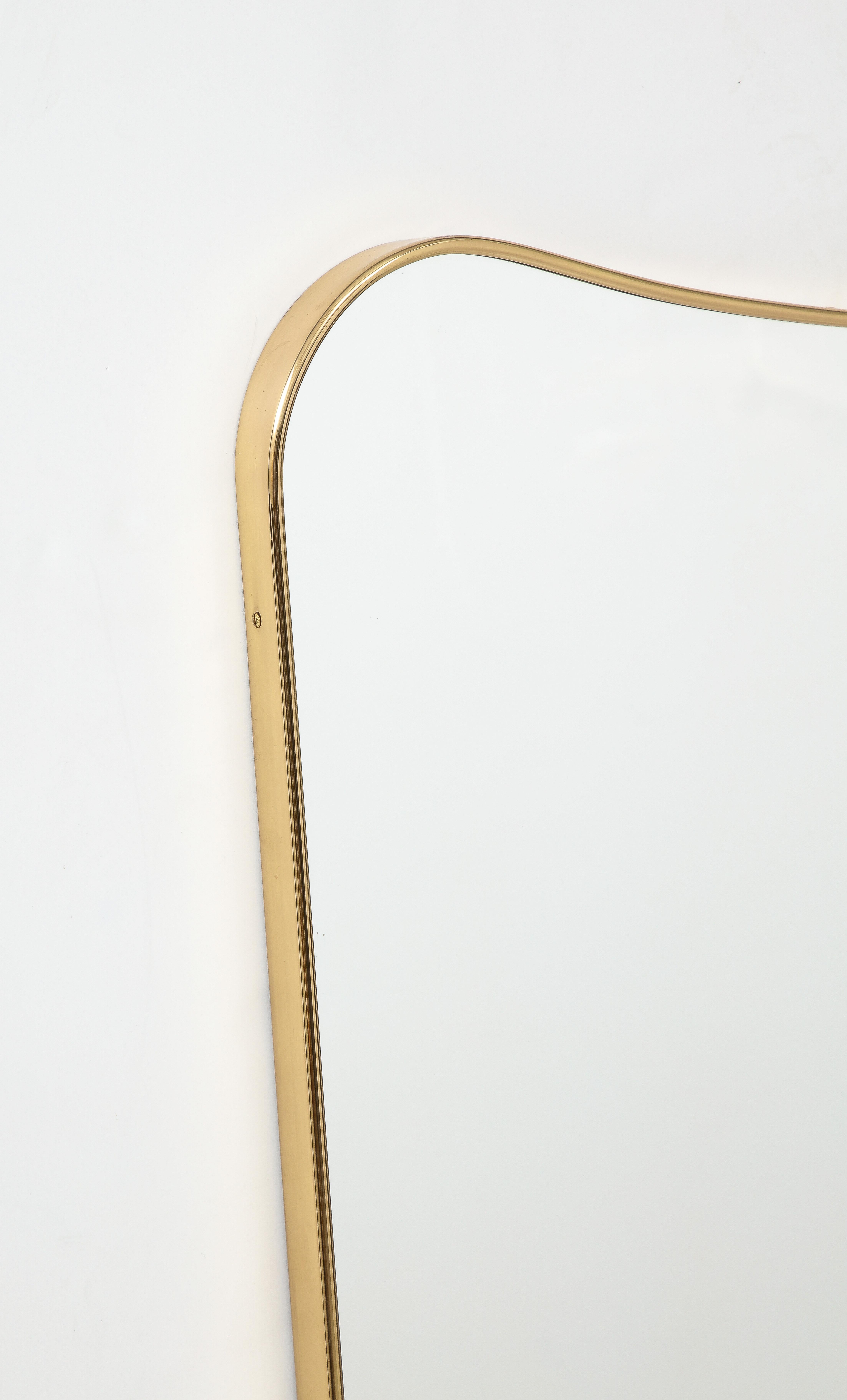 Italian Midcentury Brass Framed Mirror, Ponti Style 1