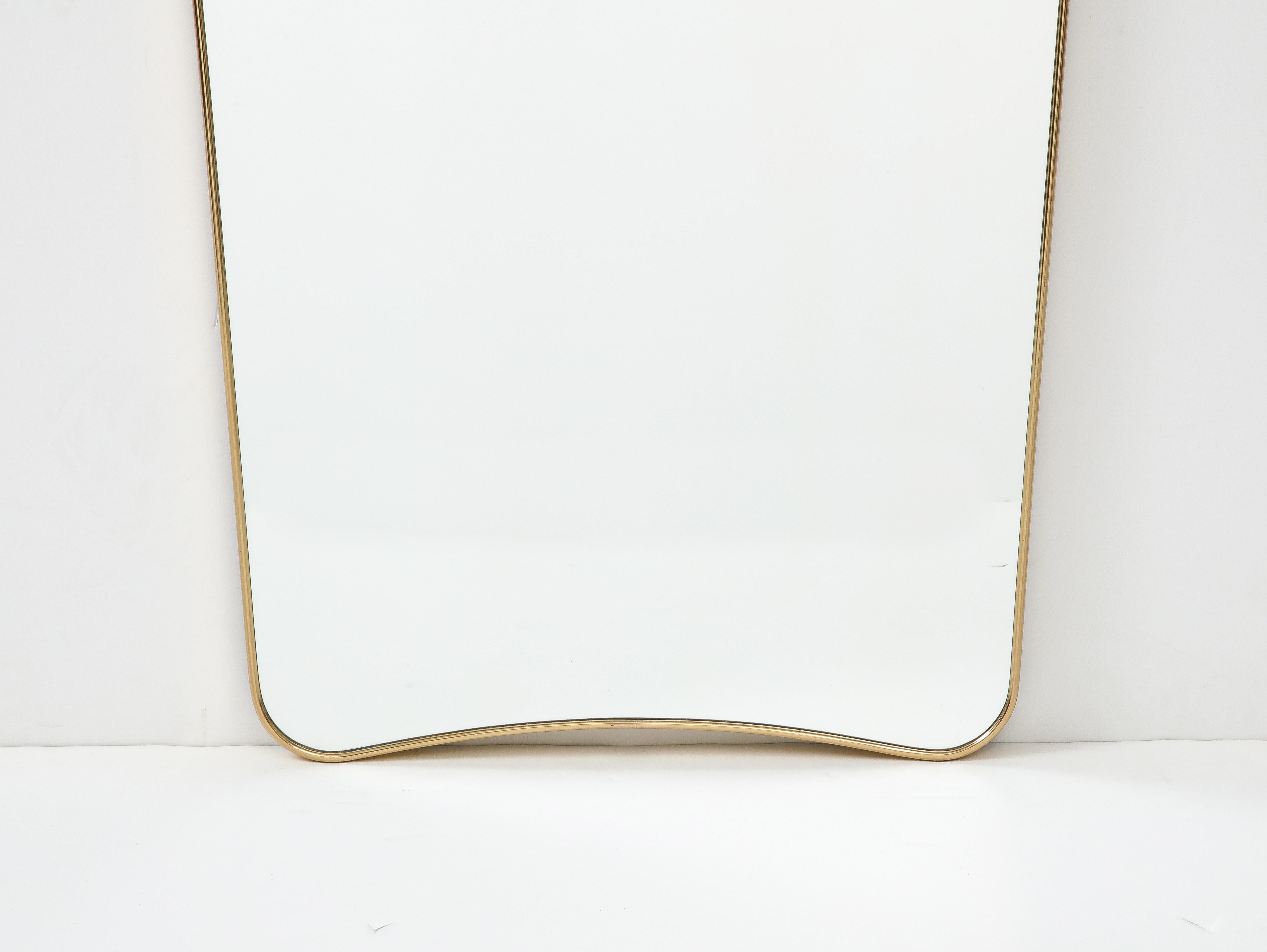 Italian Midcentury Brass Framed Mirror, Ponti Style 2