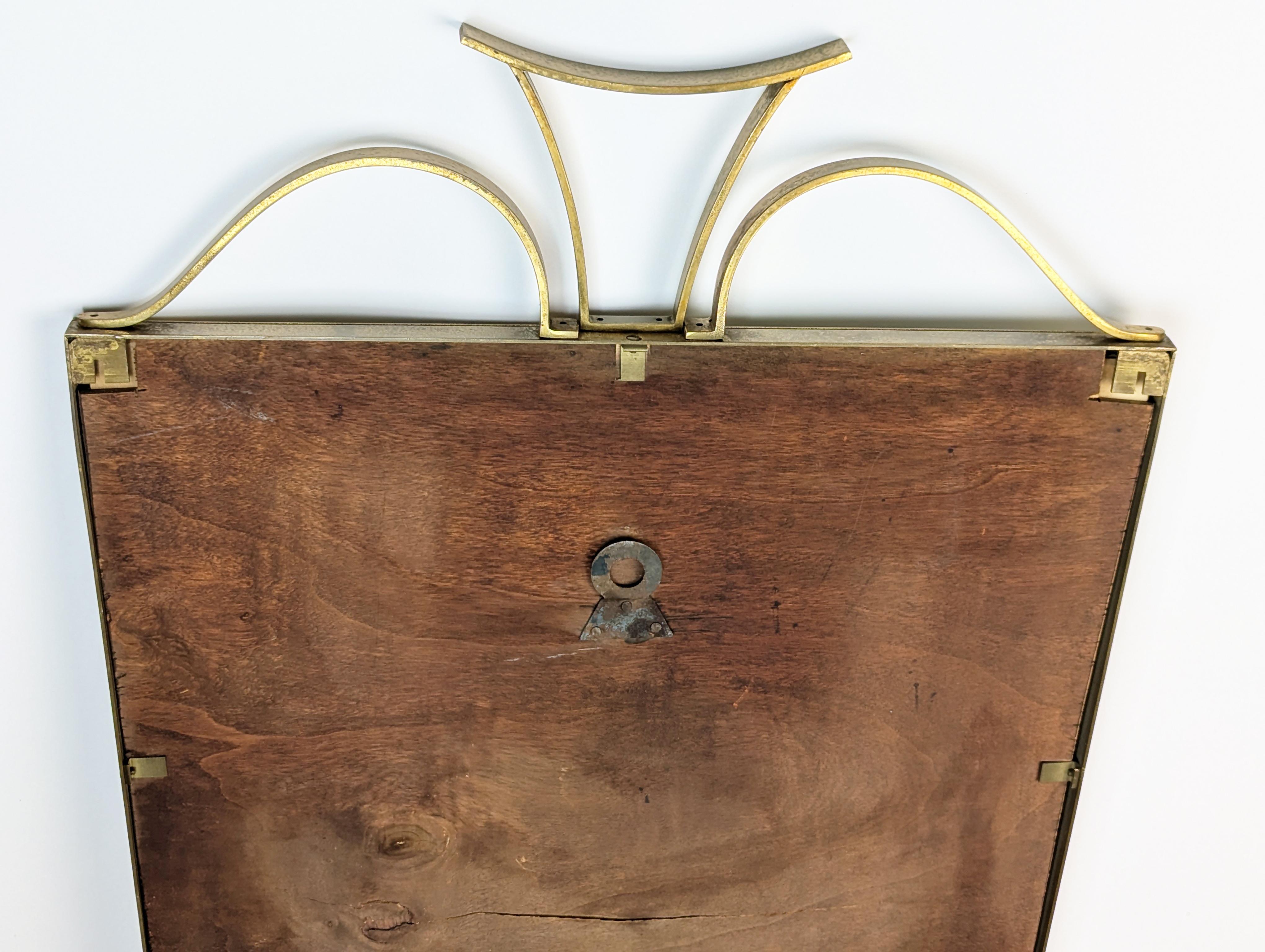 Italian Mid-Century Brass & glass Wall Mirror in the style of Emilio Lancia en vente 3
