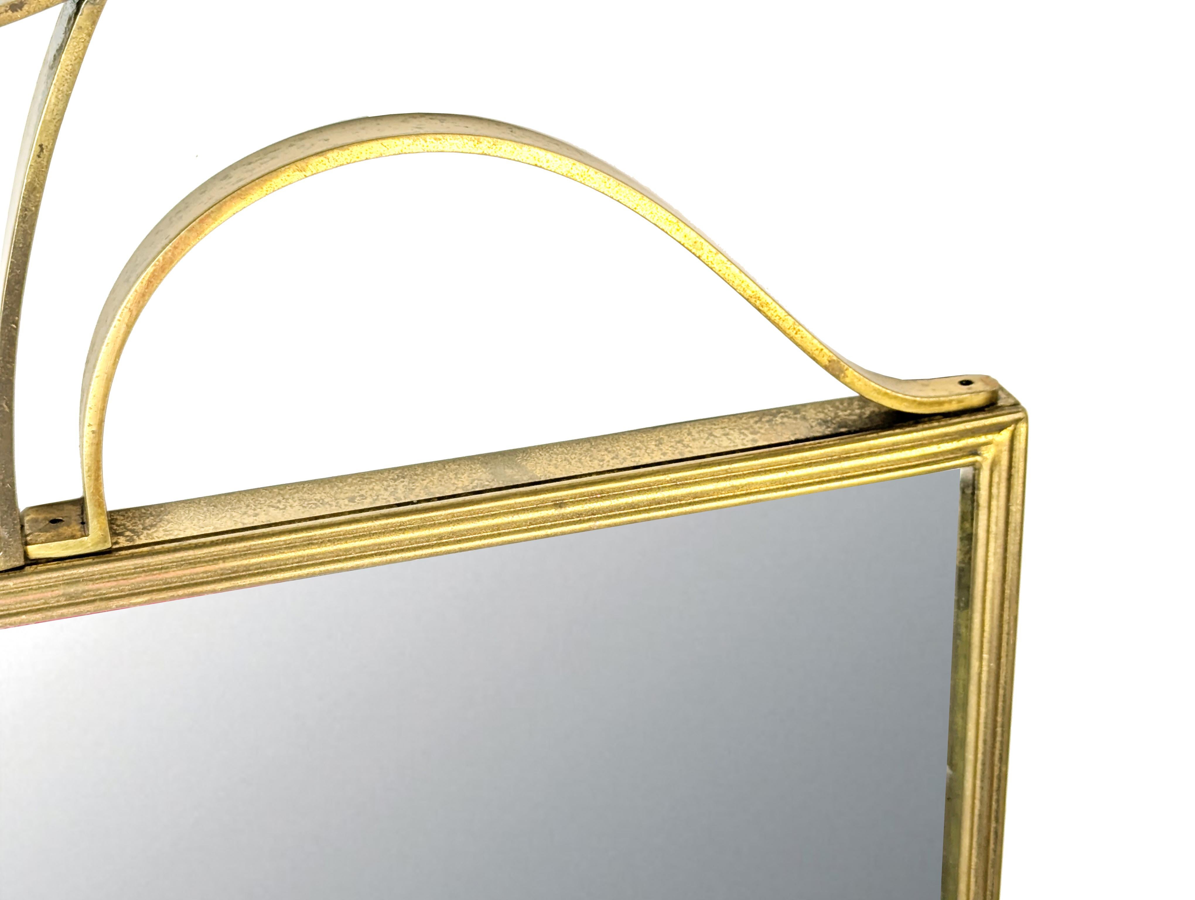 Mid-Century Modern Italian Mid-Century Brass & glass Wall Mirror in the style of Emilio Lancia en vente