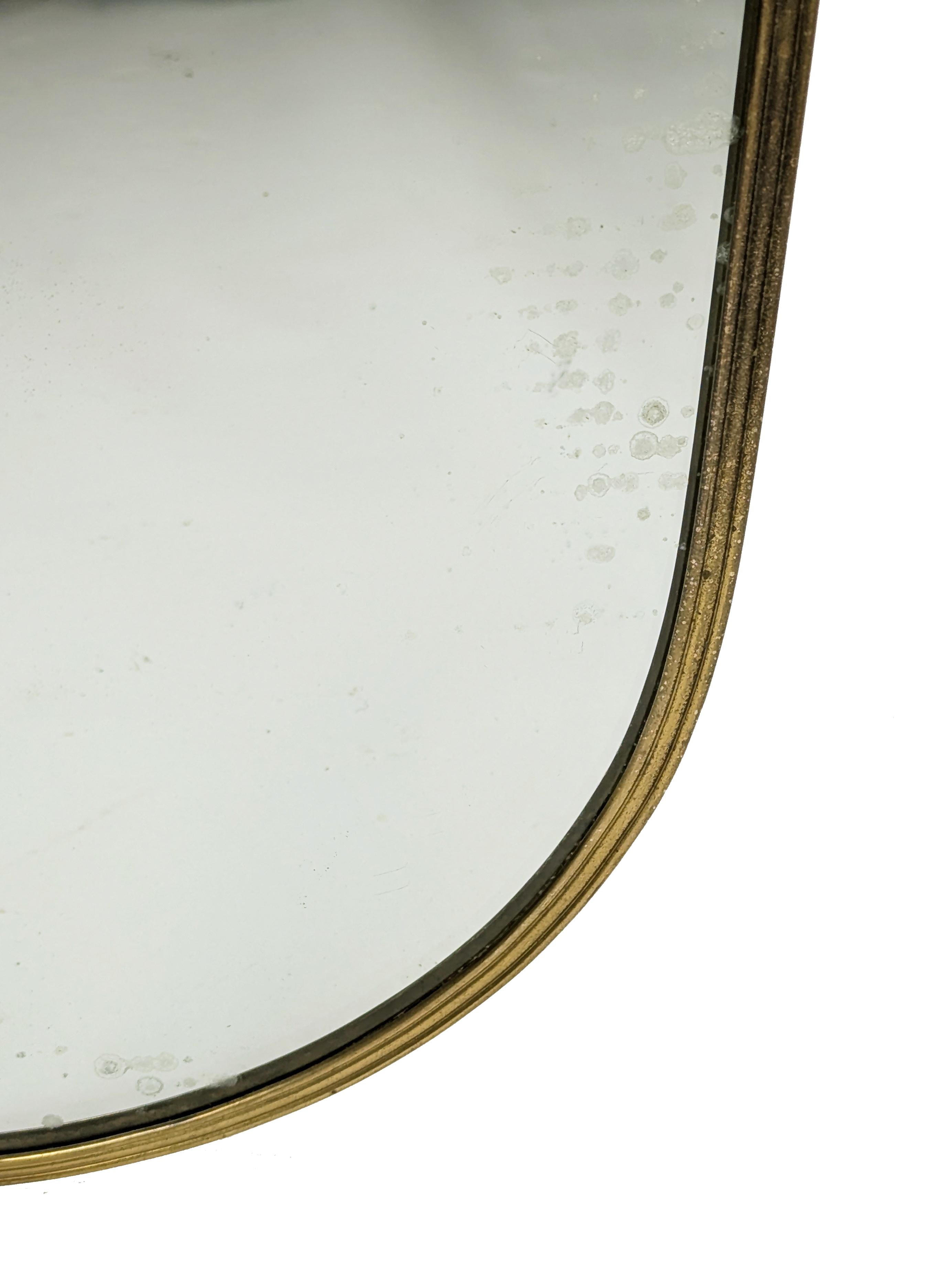 Italian Mid-Century Brass & glass Wall Mirror in the style of Emilio Lancia en vente 1