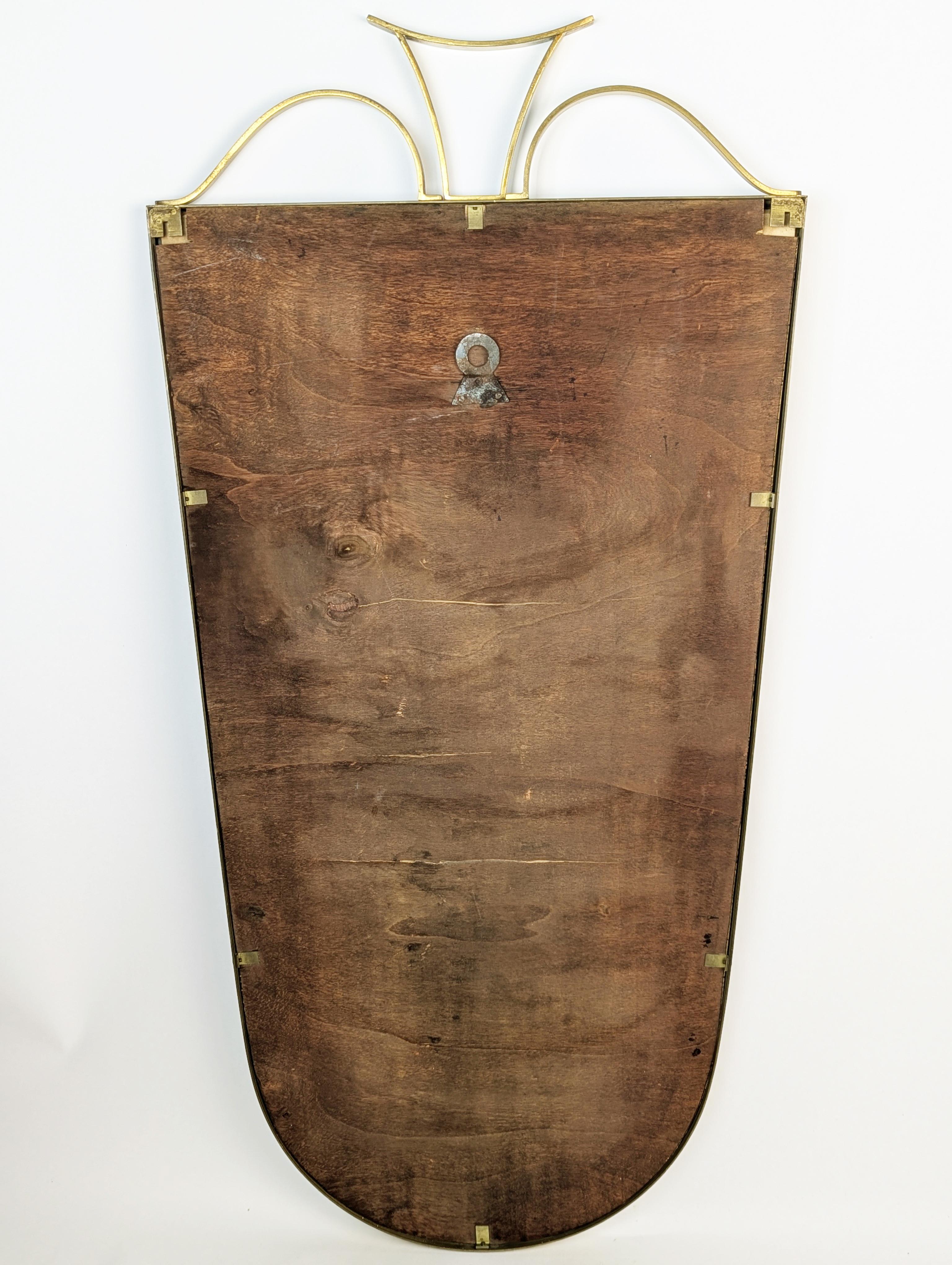 Italian Mid-Century Brass & glass Wall Mirror in the style of Emilio Lancia en vente 2