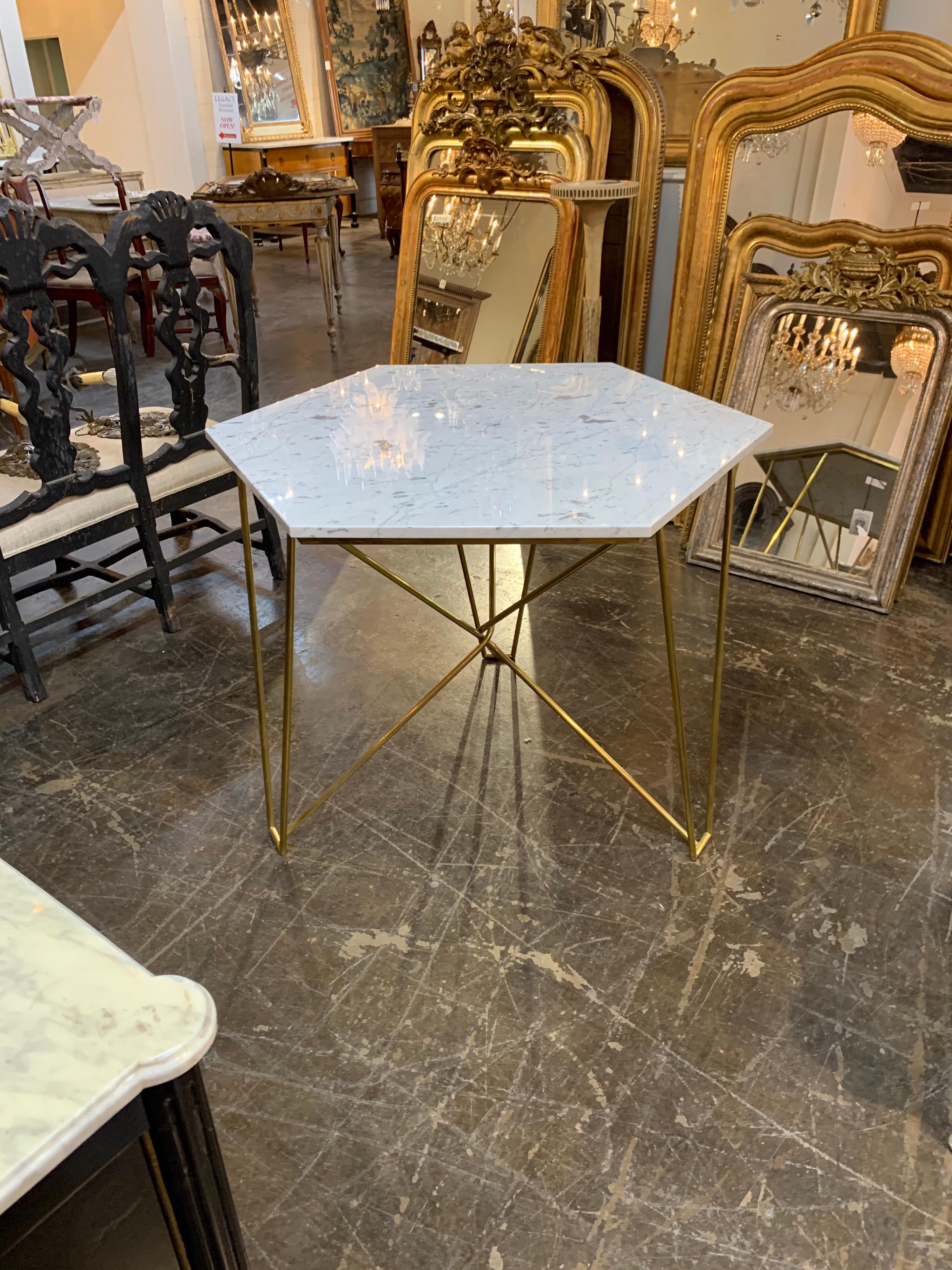 marble hexagon table