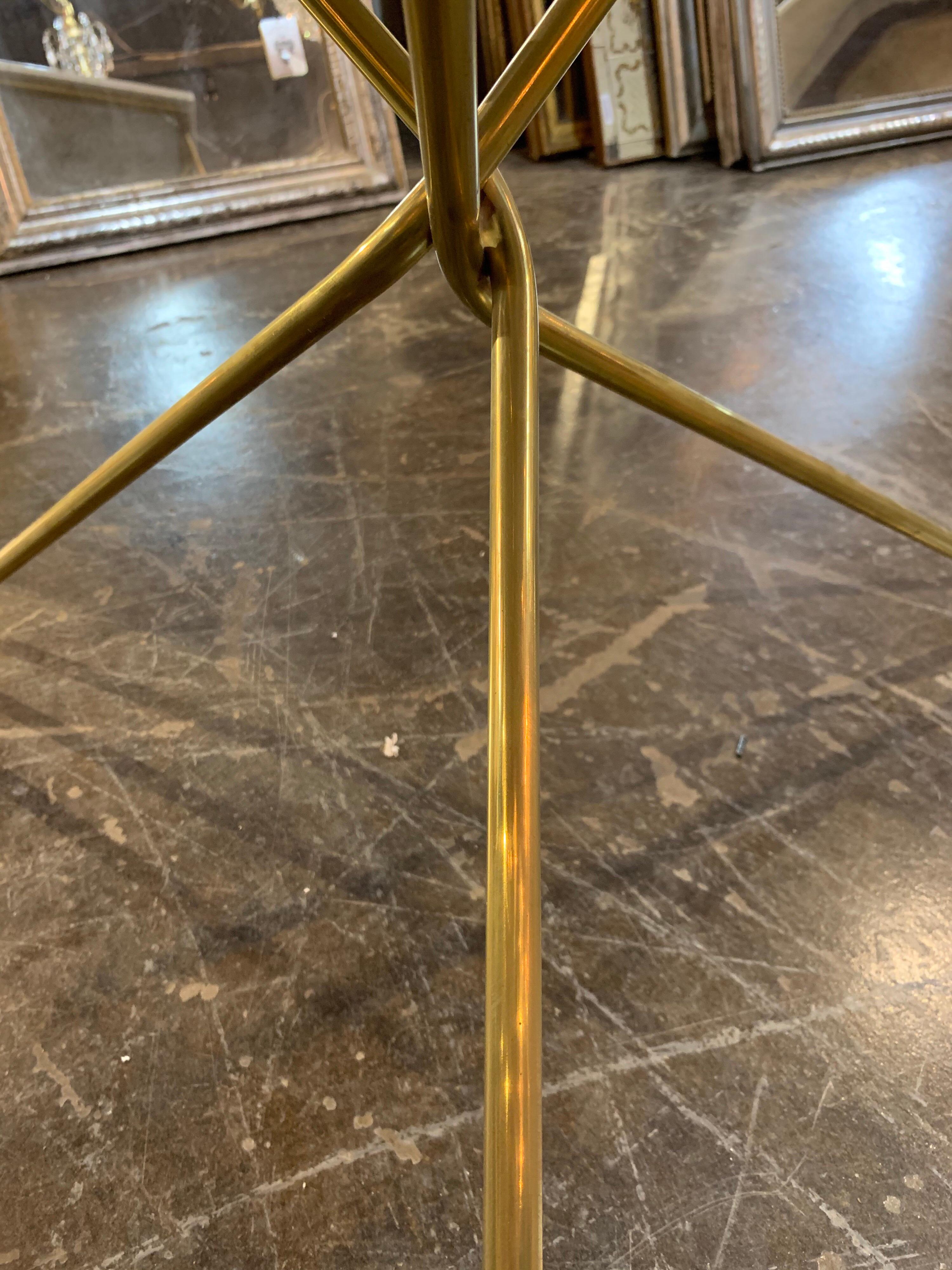 Italian Midcentury Brass Hexagonal Table with Carrara Marble Top In Good Condition In Dallas, TX