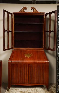 Italian Mid-Century Brass Inlaid Secretary, by Paolo Buffa