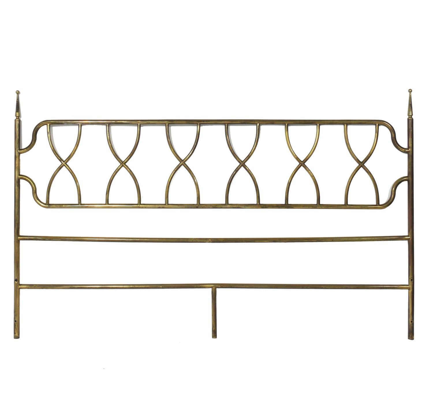 Solid Brass Mastercraft King Size Tall Headboard Bed For Sale at 1stDibs