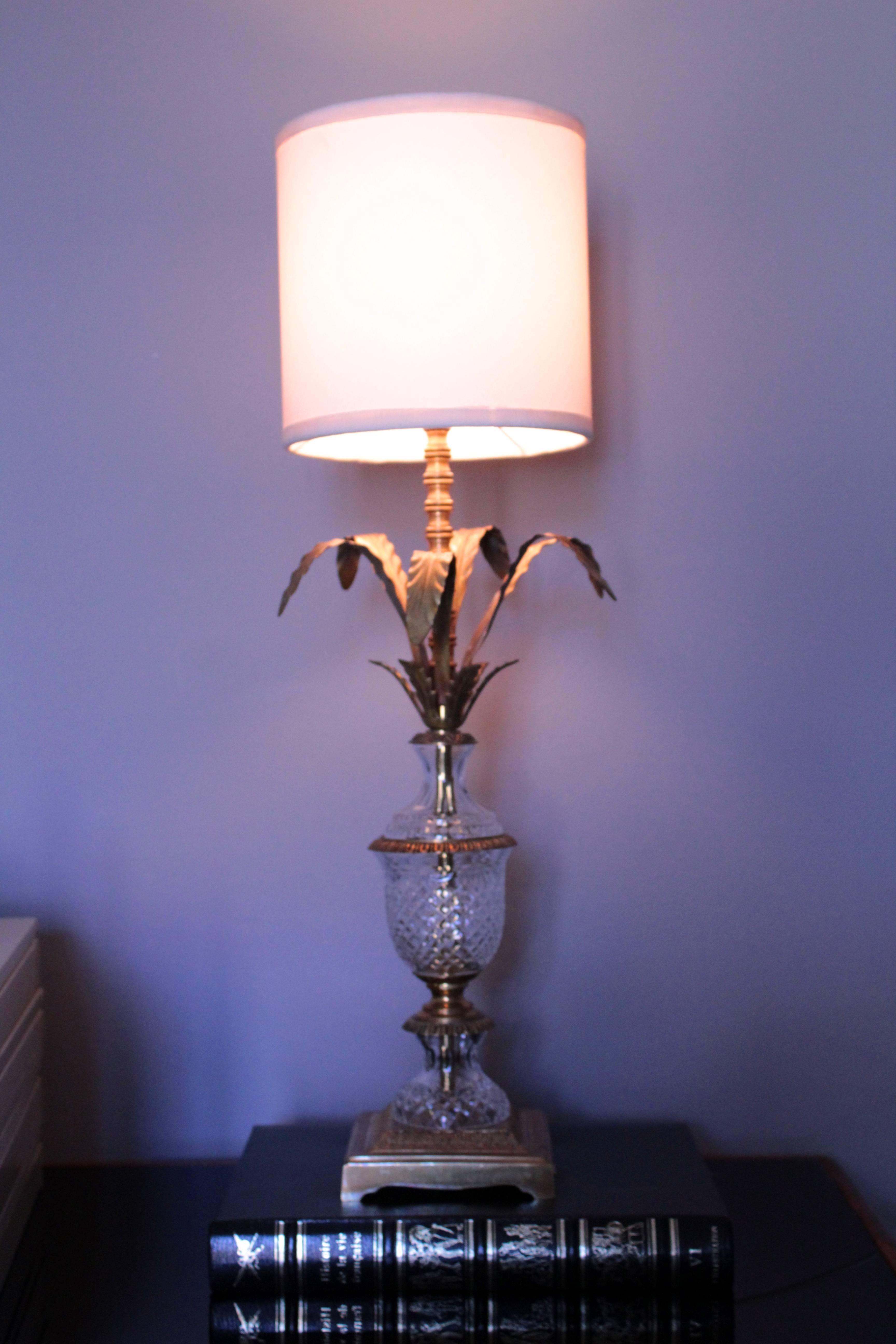 Mid-20th Century Italian Midcentury Brass and Glass Pineapple Table Lamp 1950s